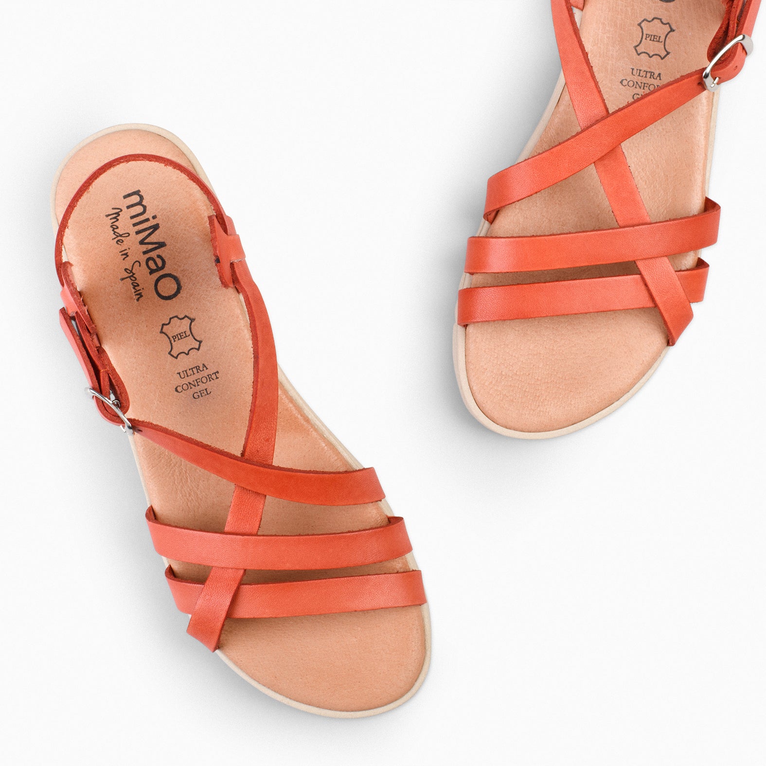 SPIRIT ORANGE Flat sandal with crossed strap miMaO