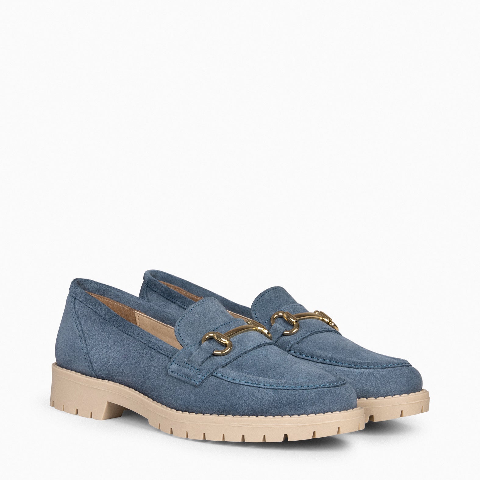 TREVILLA – BLUE MOCCASIN WITH TRACK SOLE