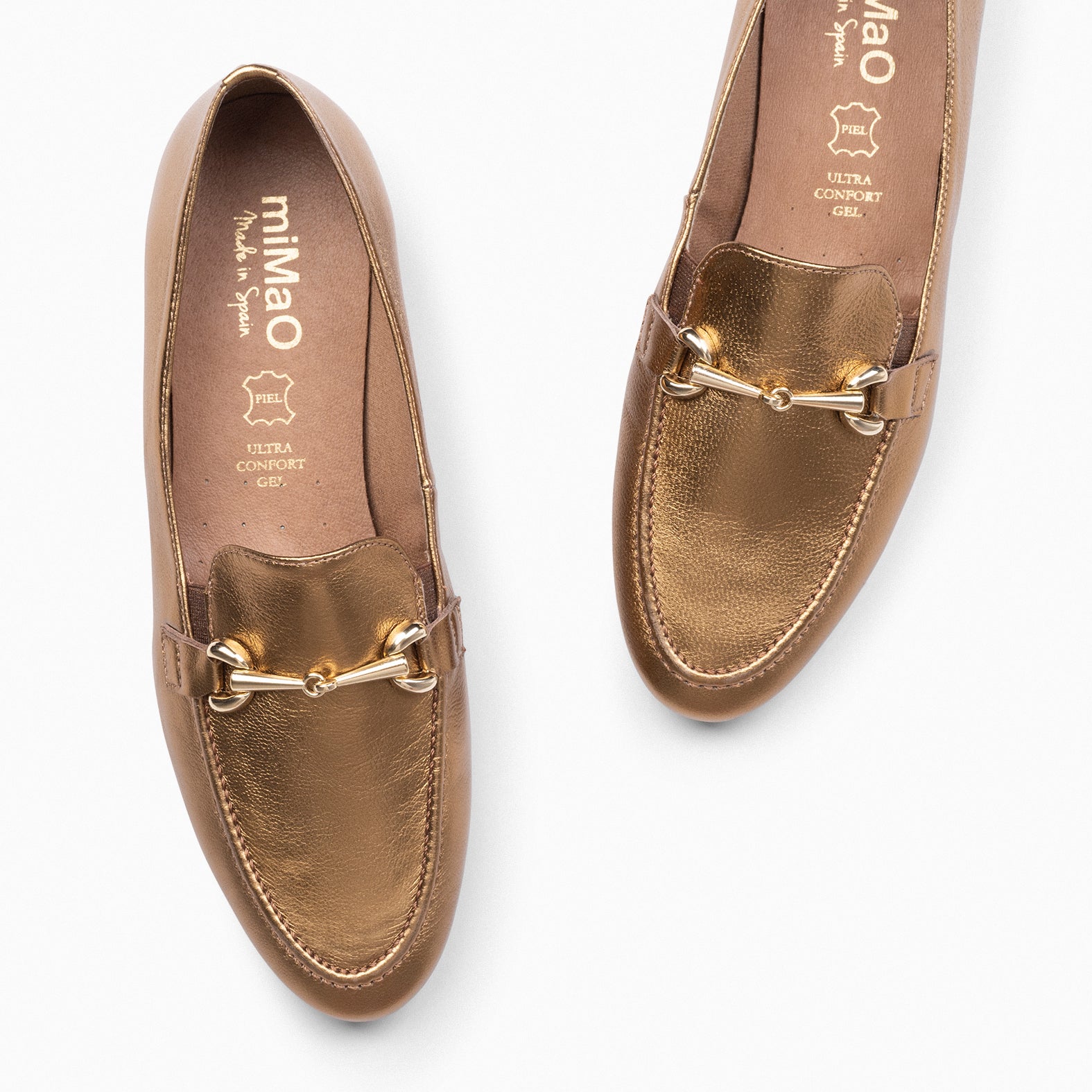 STYLE - BRONZE moccasins with metallic detail 