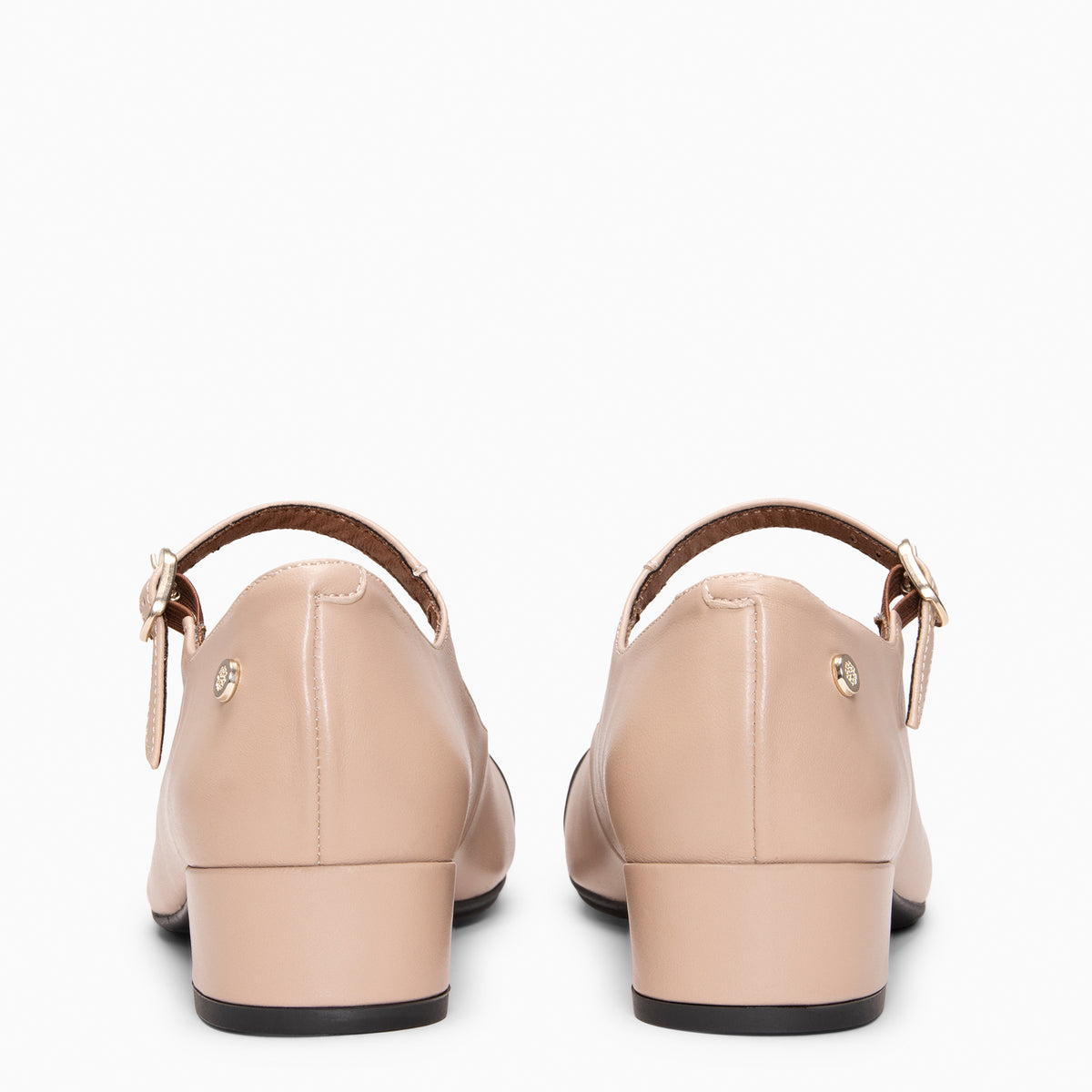 FLORA - Mercedita con tacón de piel bicolor NUDE