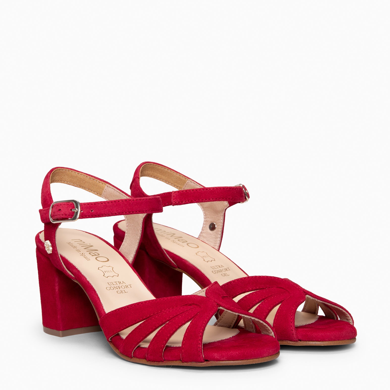 MUSE - RED BLOCK HEEL SANDALS