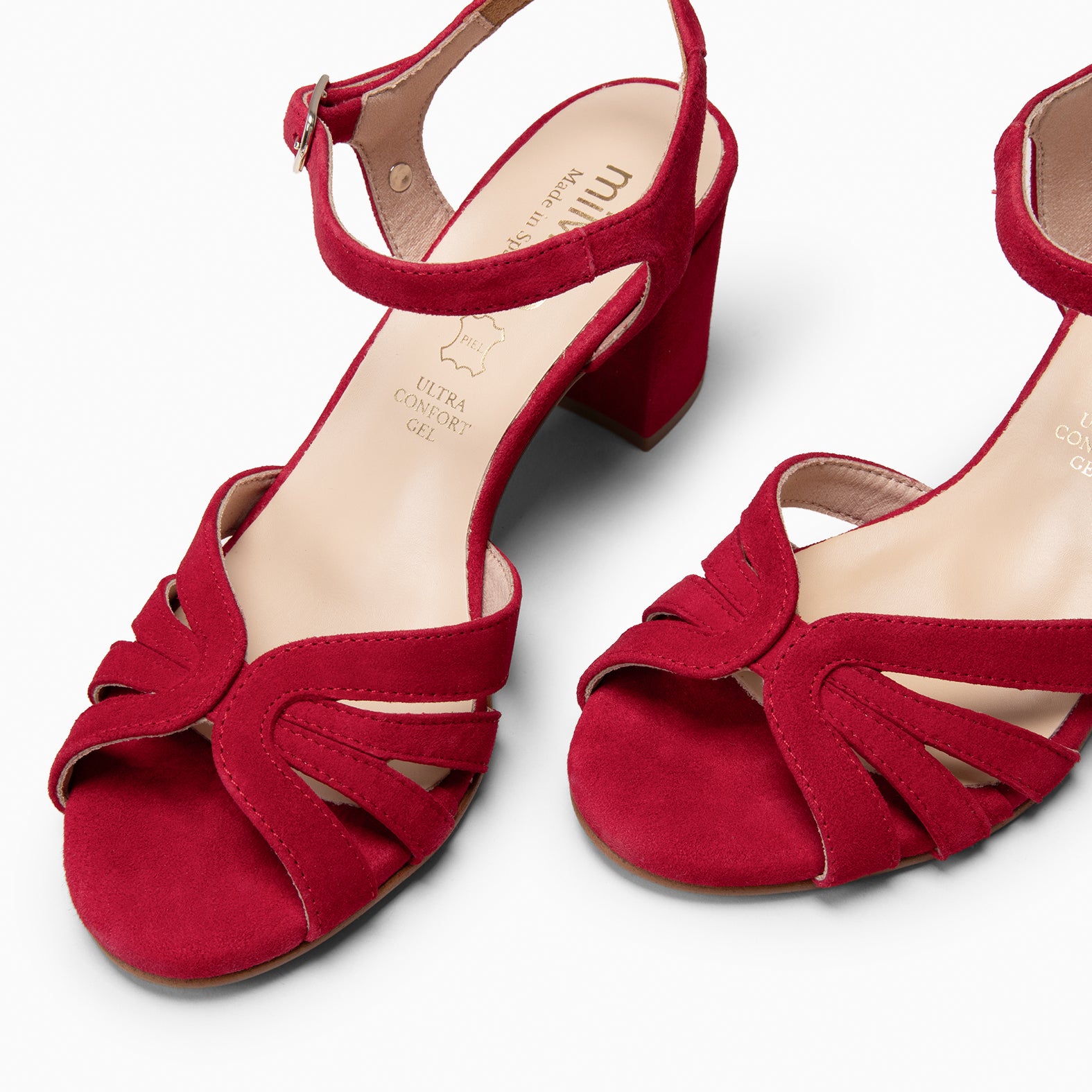 MUSE - RED BLOCK HEEL SANDALS
