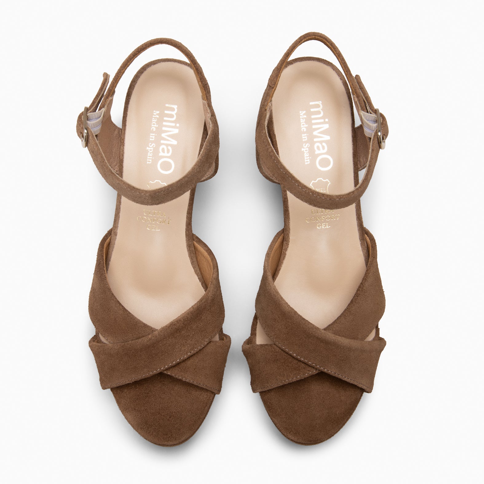 CERDEÑA - Sandalias de tacón ancho y plataforma TAUPE