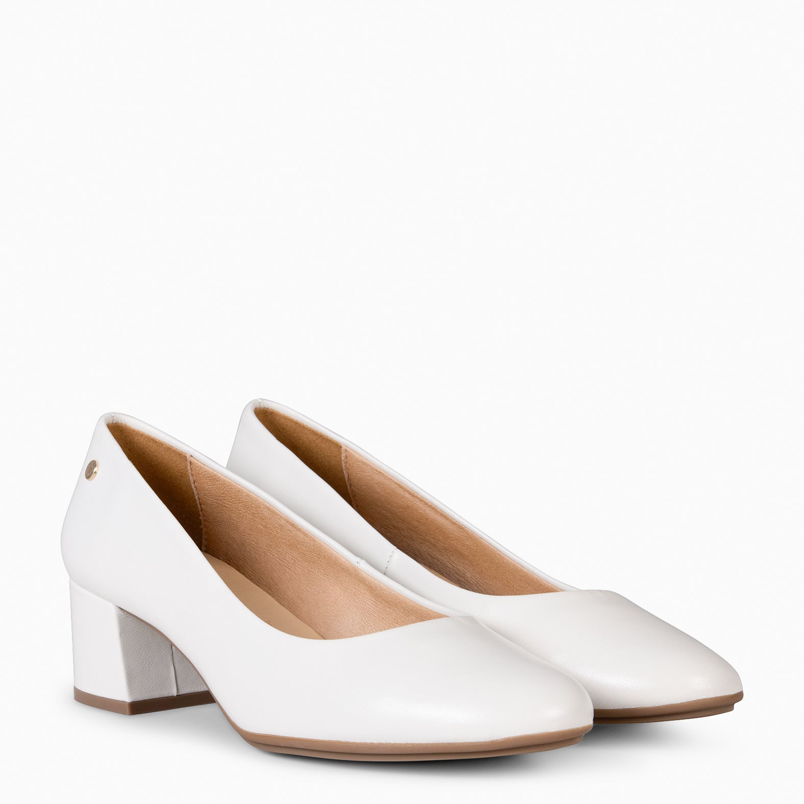 URBAN REDONDO SALÓN – Zapatos de tacón bajo de napa MARFIL - miMaO ®