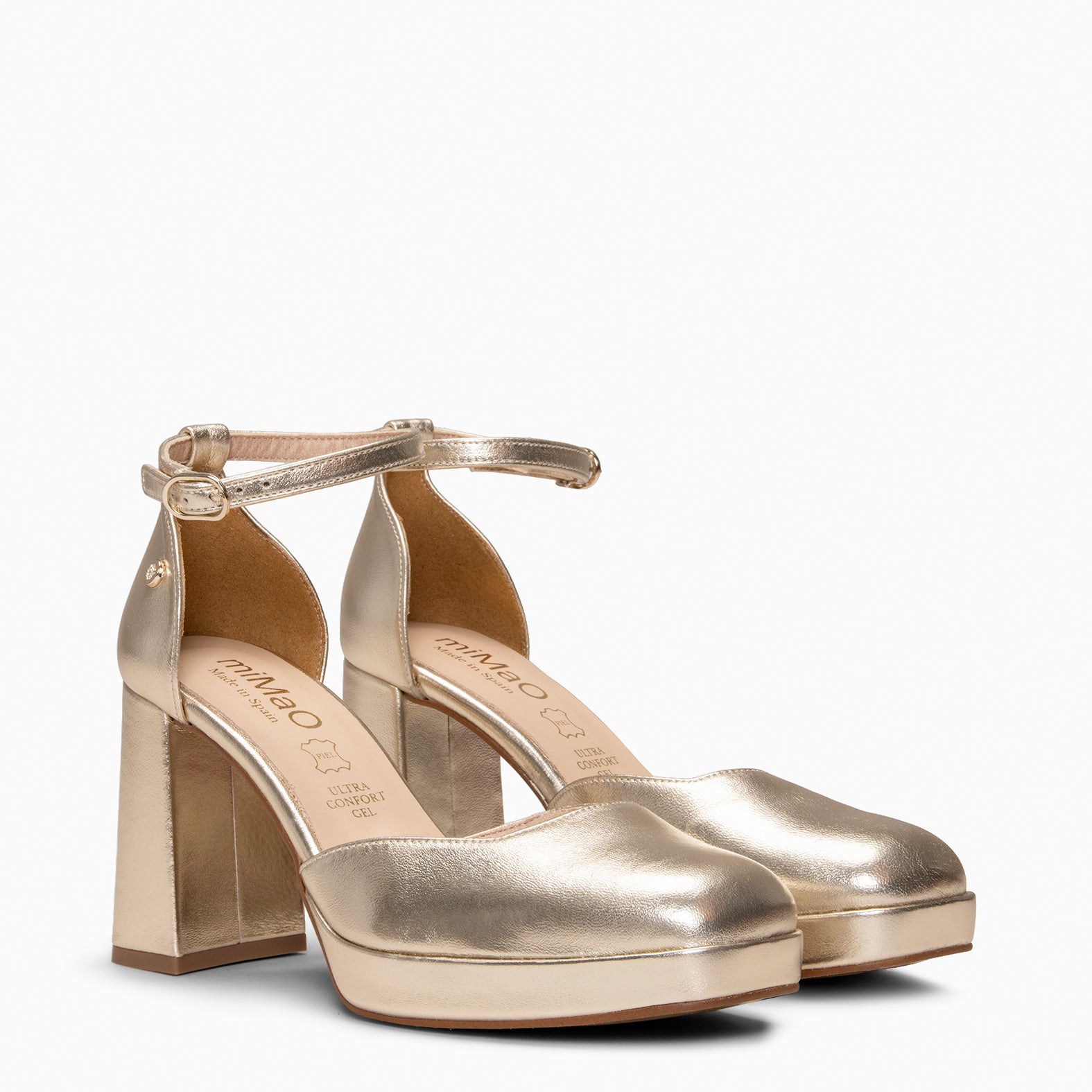 MEGAN - Zapatos con tacón ancho y plataforma PLATINO - miMaO ®