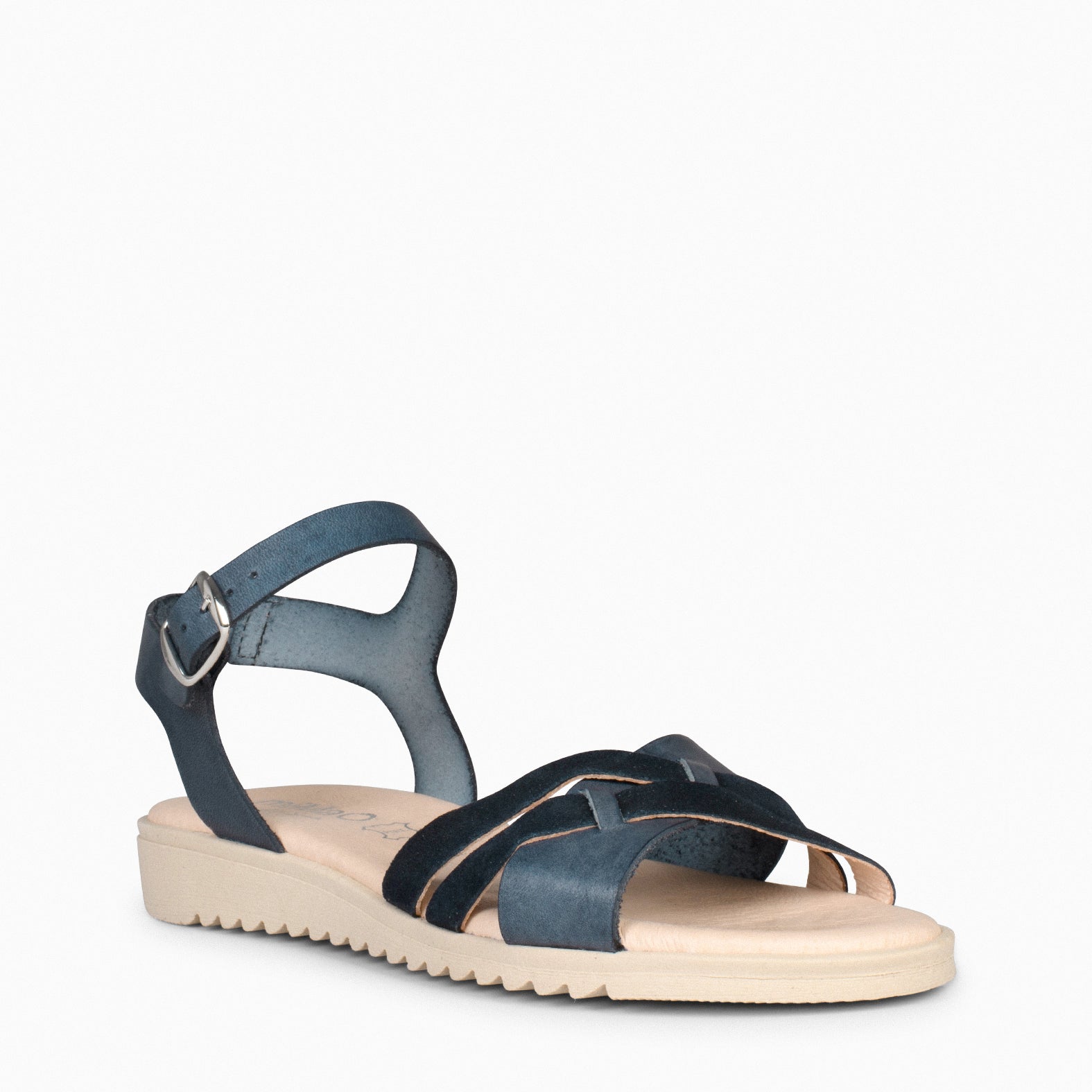 FRESH – NAVY low wedge leather sandals