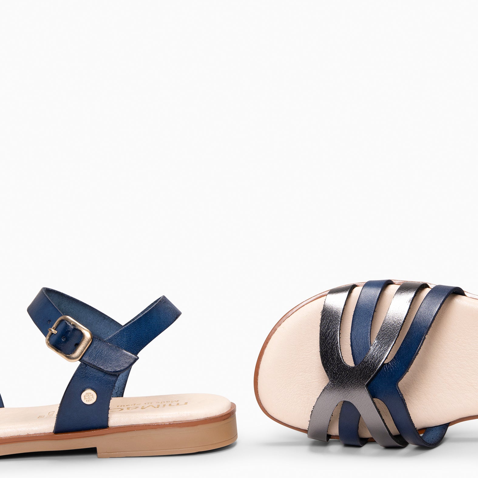 BELINDA - navy flat sandal leather