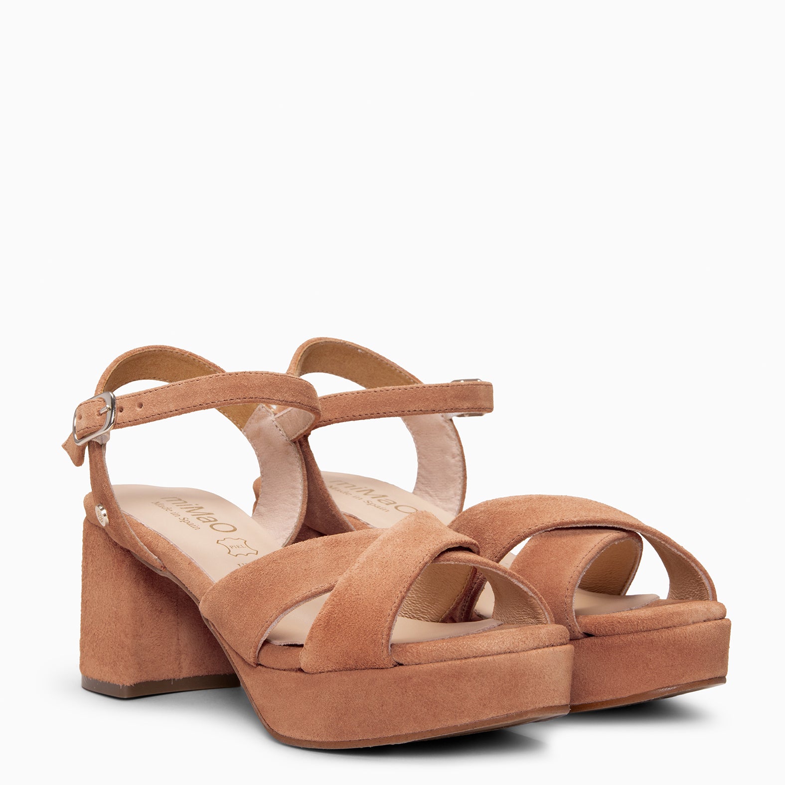CERDEÑA - LIGHT BROWN Platform wide-heeled sandal