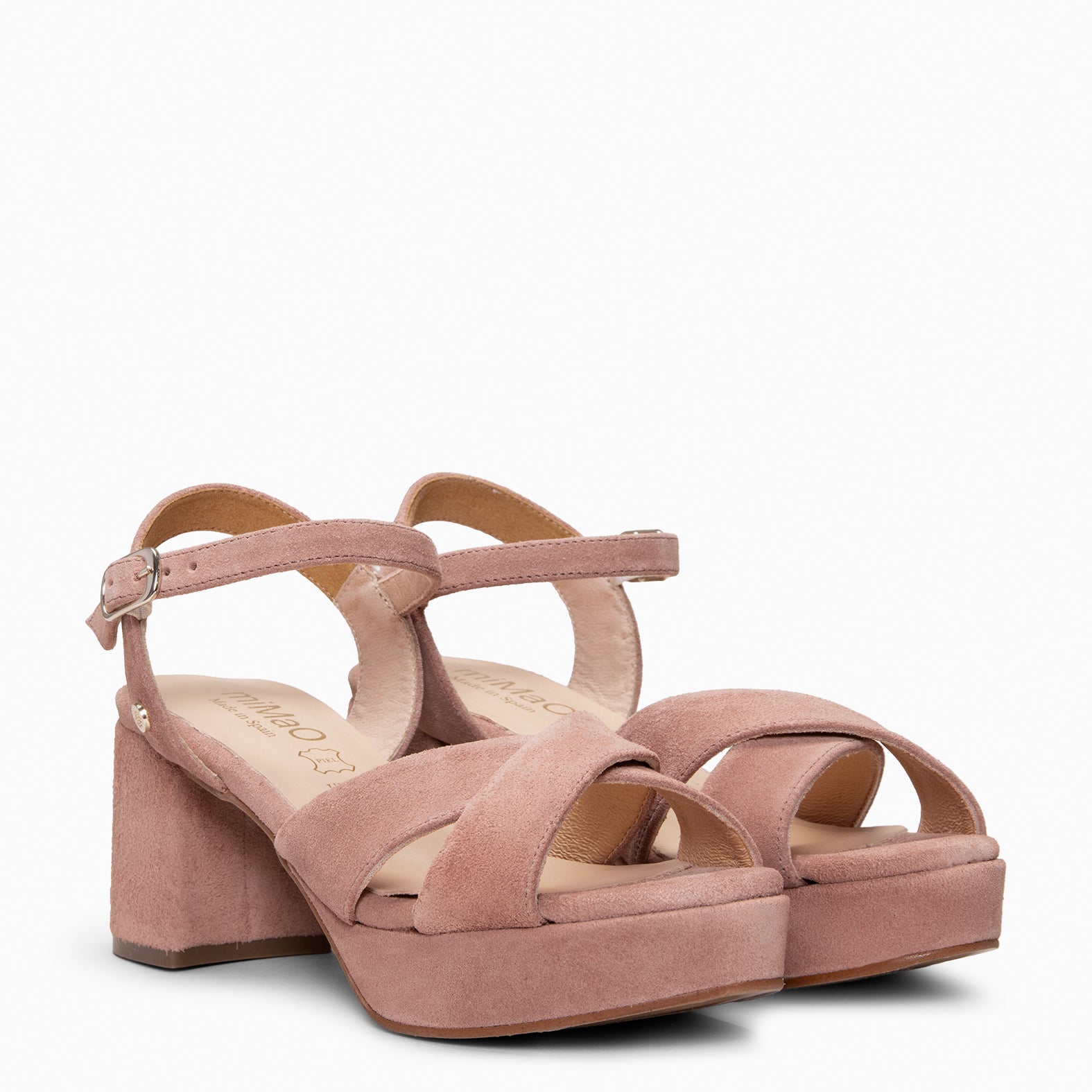 CERDEÑA - Sandalias de tacón ancho y plataforma ROSA PALO - miMaO ®