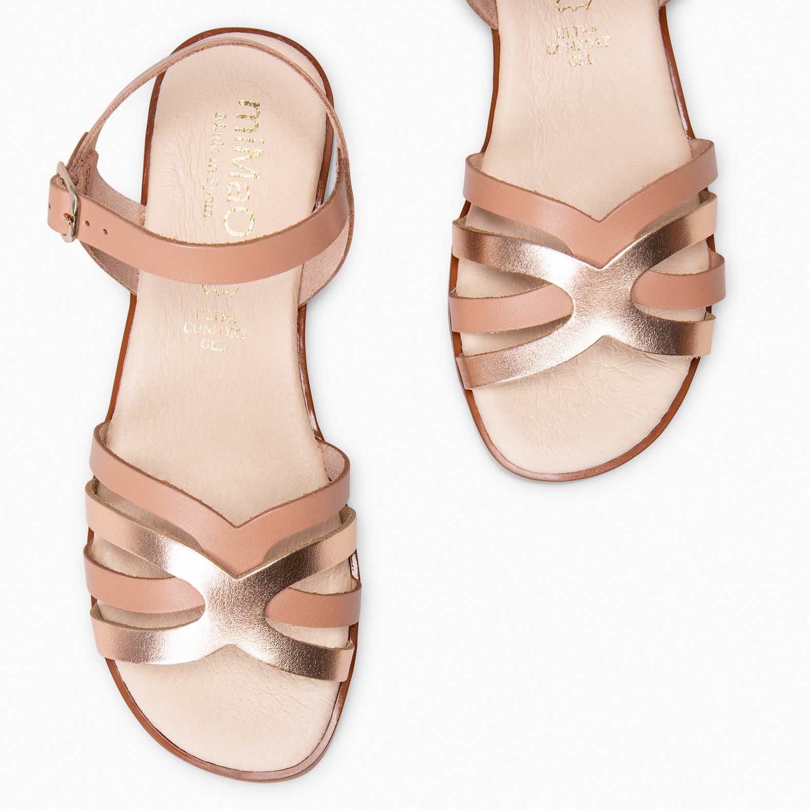 BELISA - Sandales Plates en cuir OR ROSE