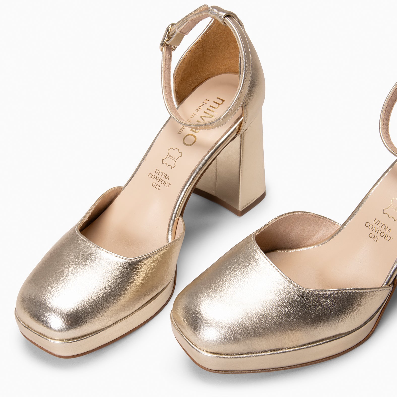 MEGAN - Zapatos con tacón ancho y plataforma PLATINO - miMaO ®