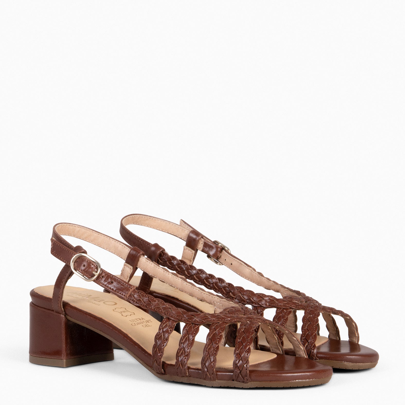 LINA - Sandalias de tacón ancho MARRON - miMaO ®