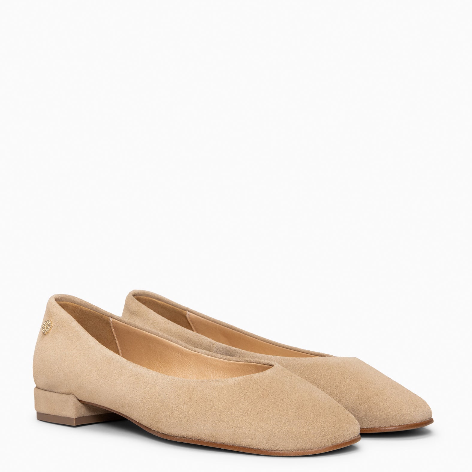 CHLOE - Bailarinas de ante con puntera redonda BEIGE