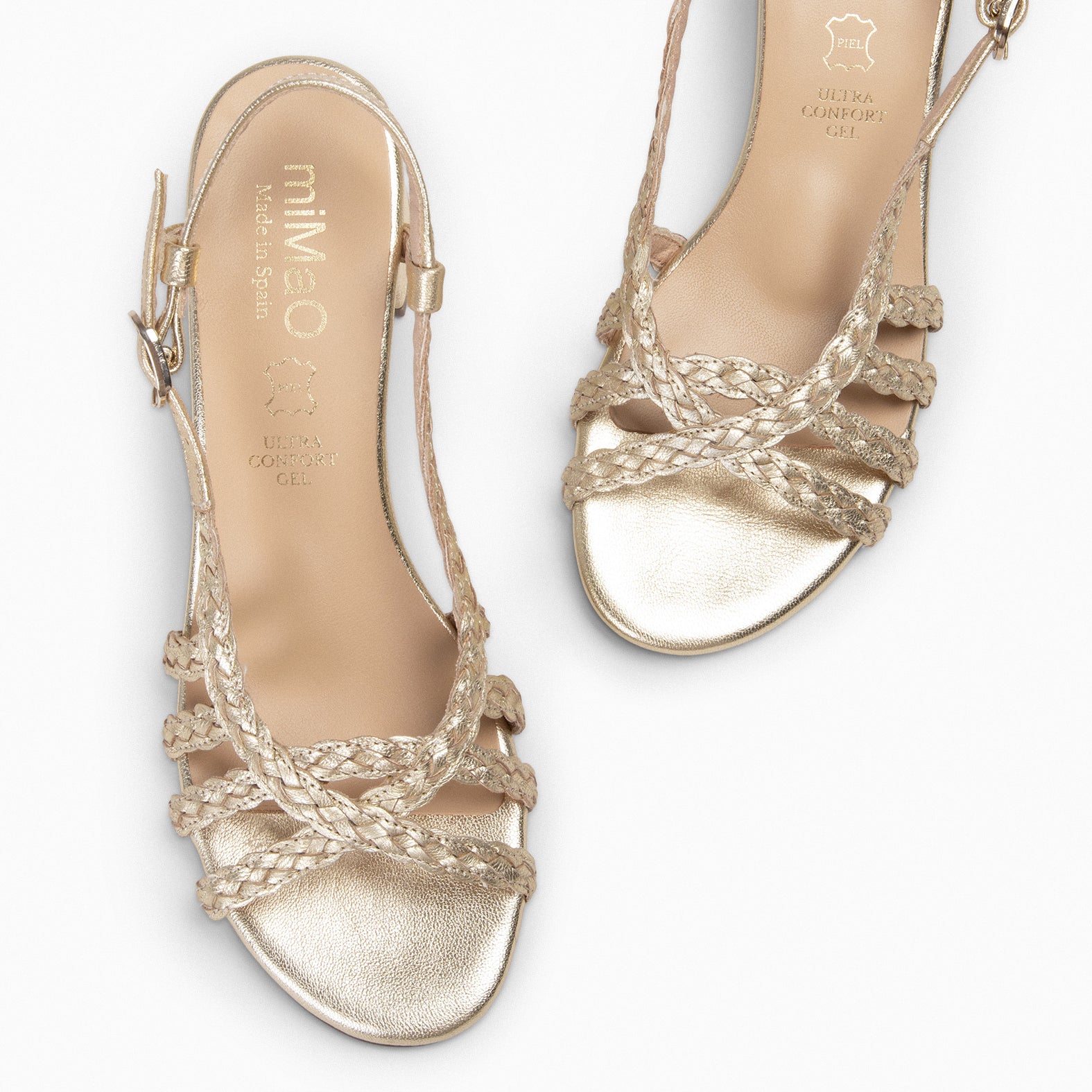 LINA - Sandalias de tacón ancho PLATINO - miMaO ®