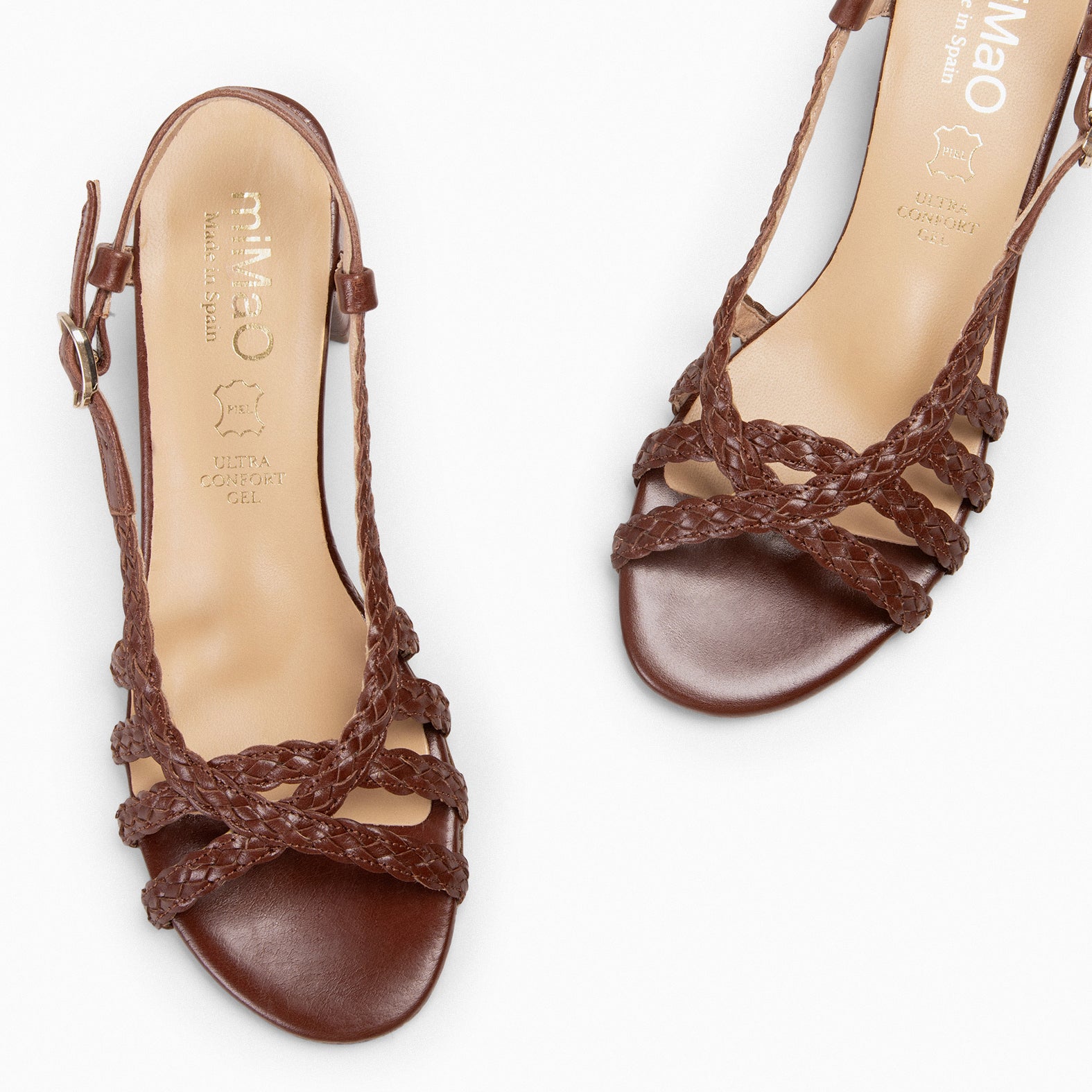 LINA - Sandalias de tacón ancho MARRON - miMaO ®