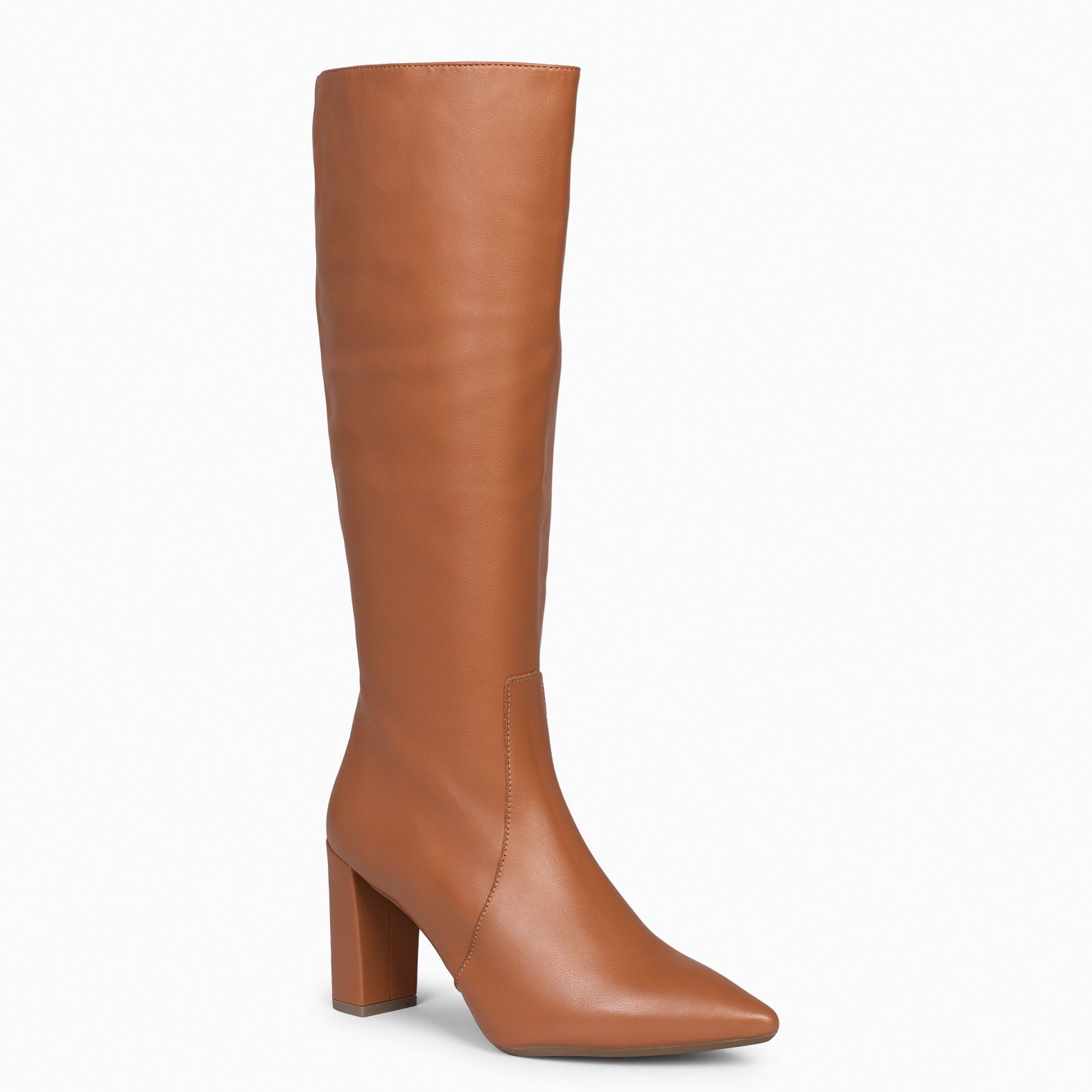 URBAN Botas altas de tac n con cremallera en napa CAMEL miMaO