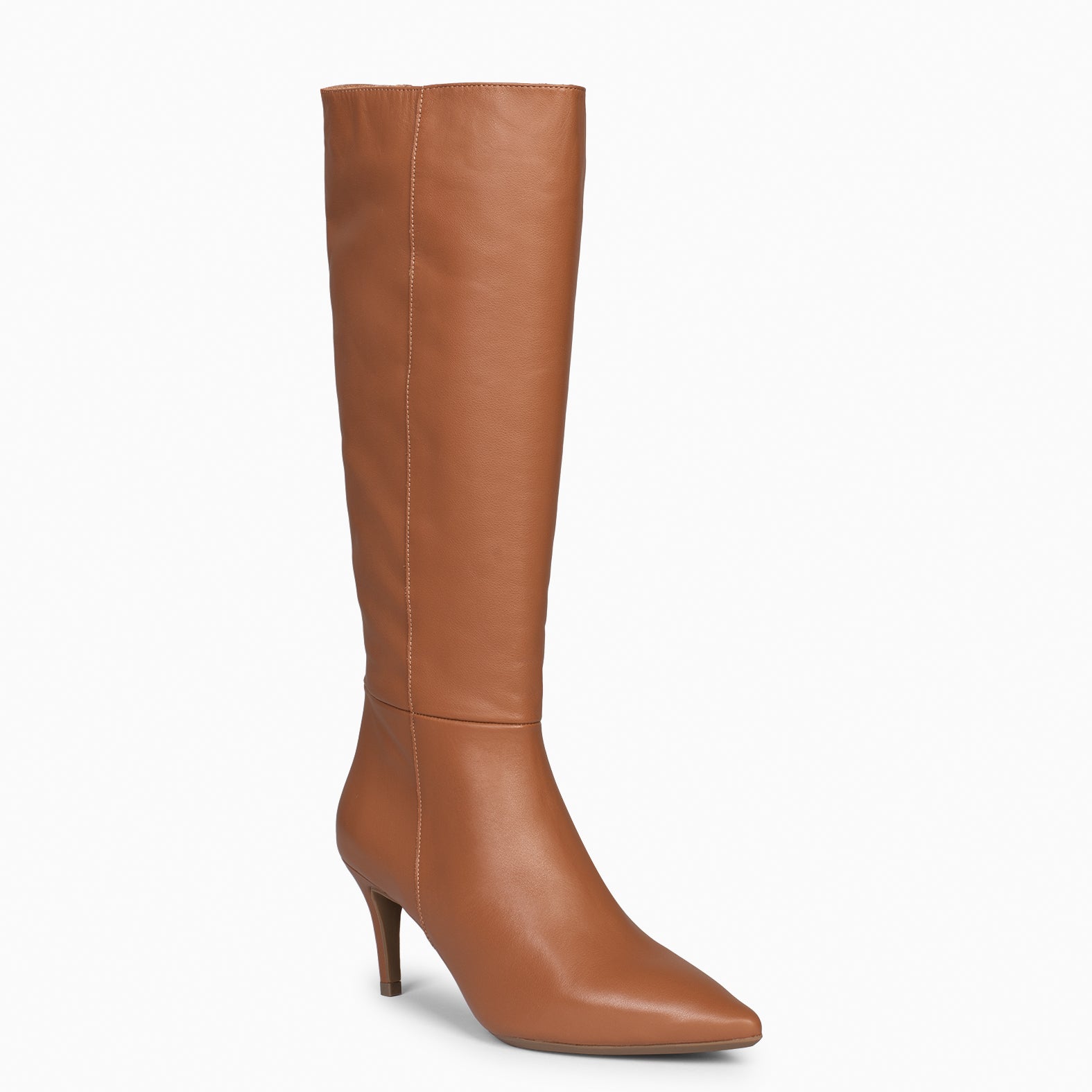 MANHATTAN – CAMEL Thin heel boots with zipper 