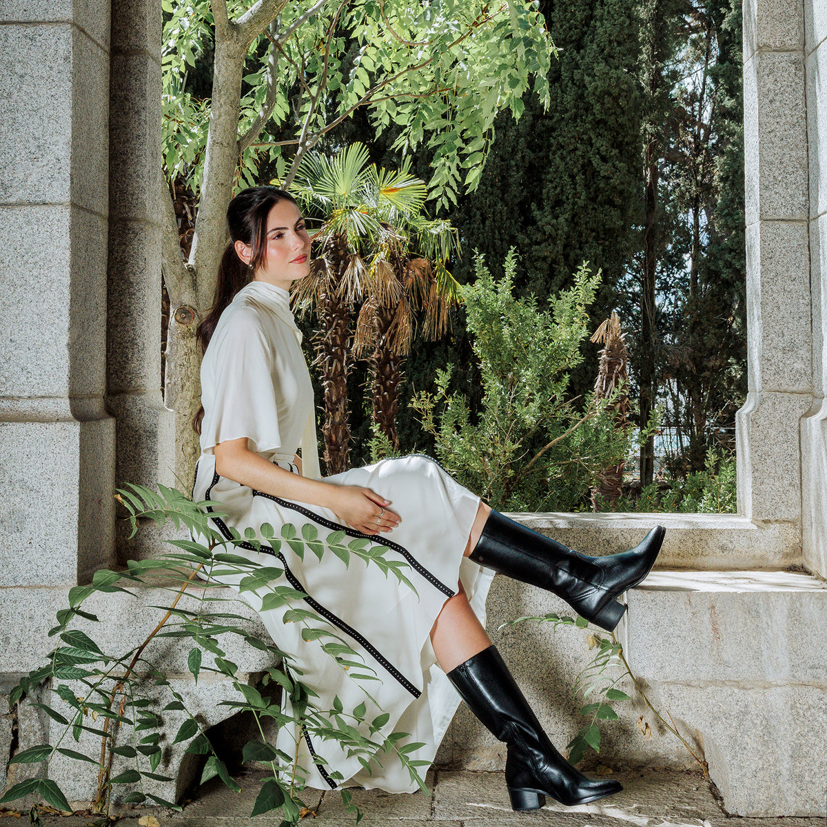 MARINA - BLACK Leather mid-calf boots