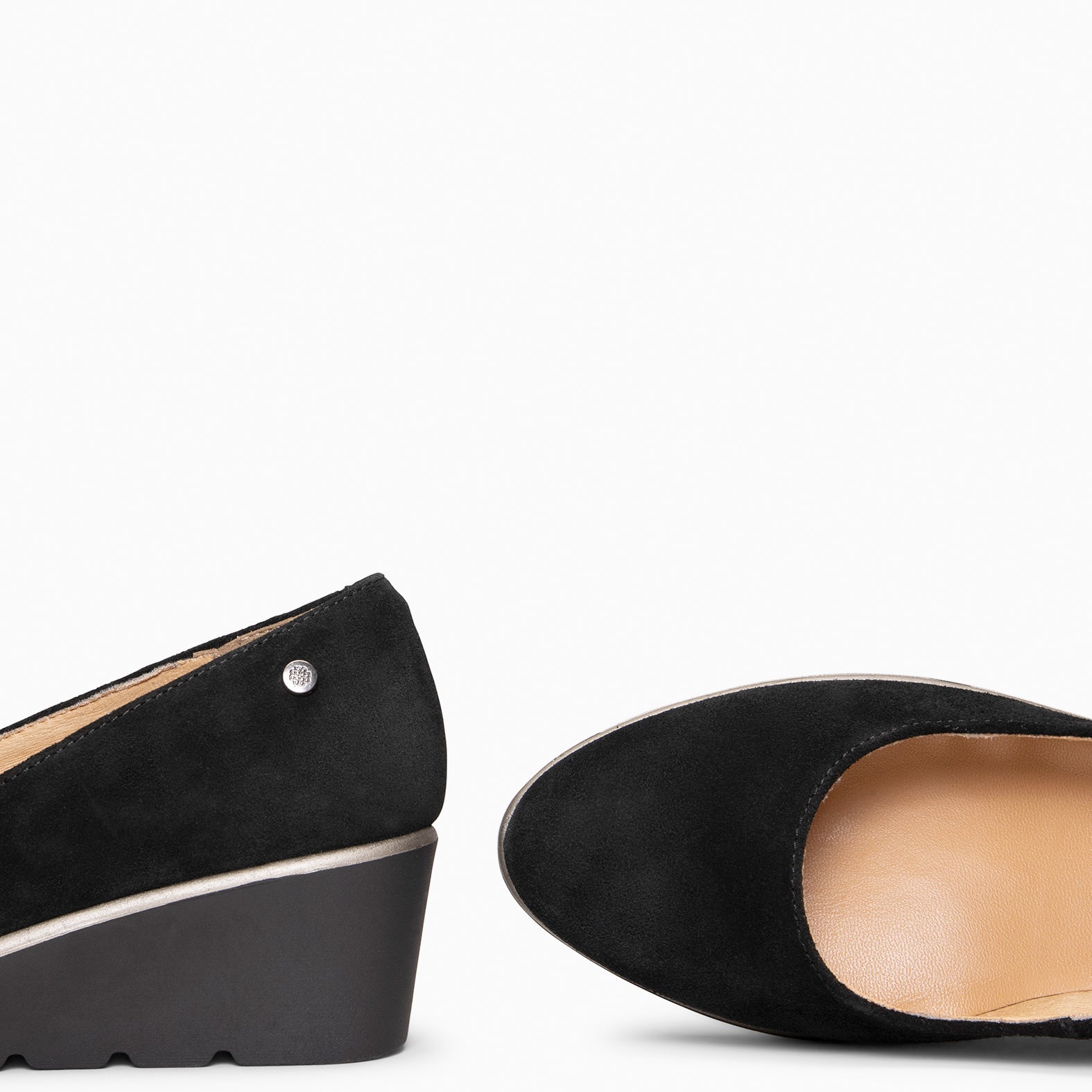 IRIS - Ballerines à talon compensé NOIR