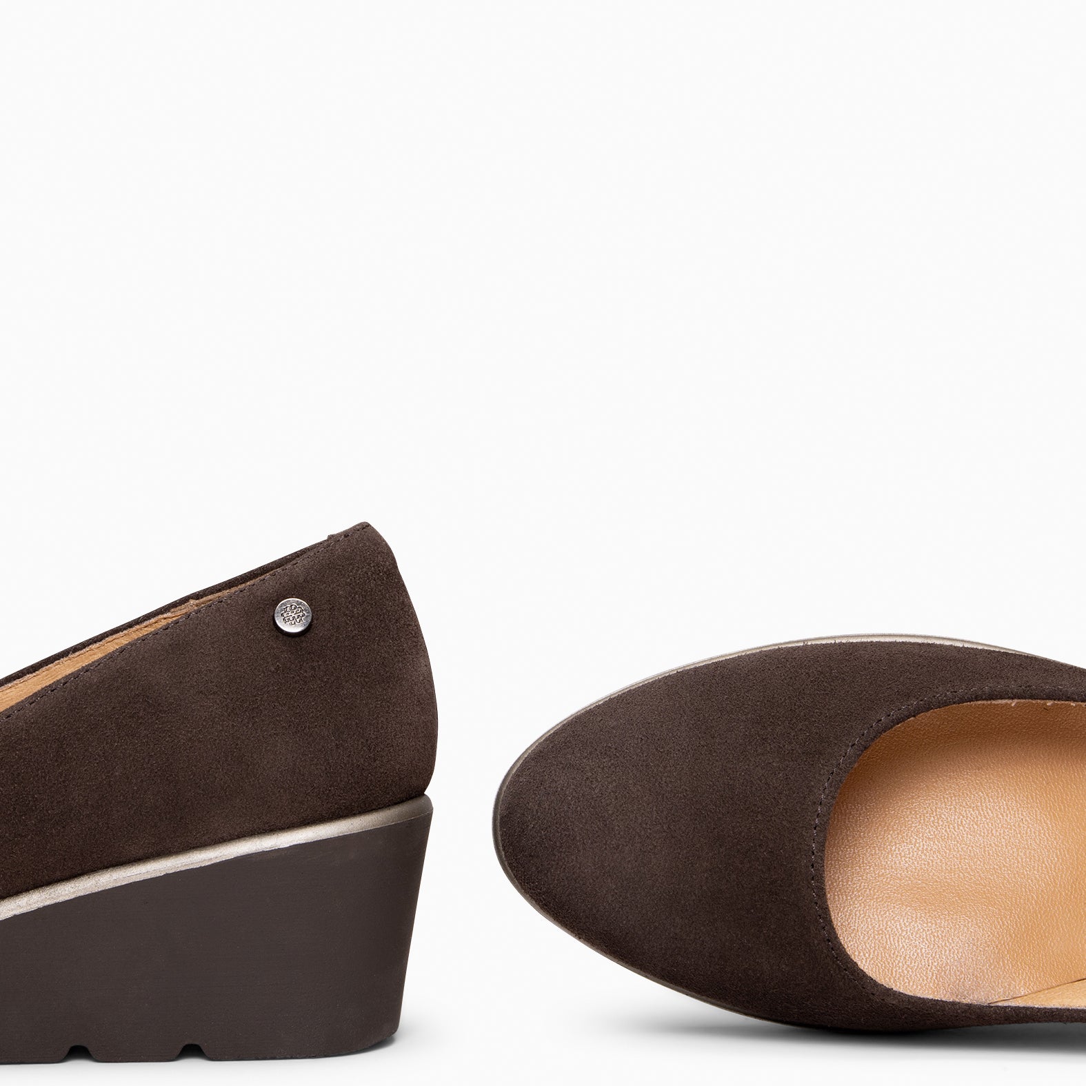 IRIS - Ballerines à talon compensé MARRON