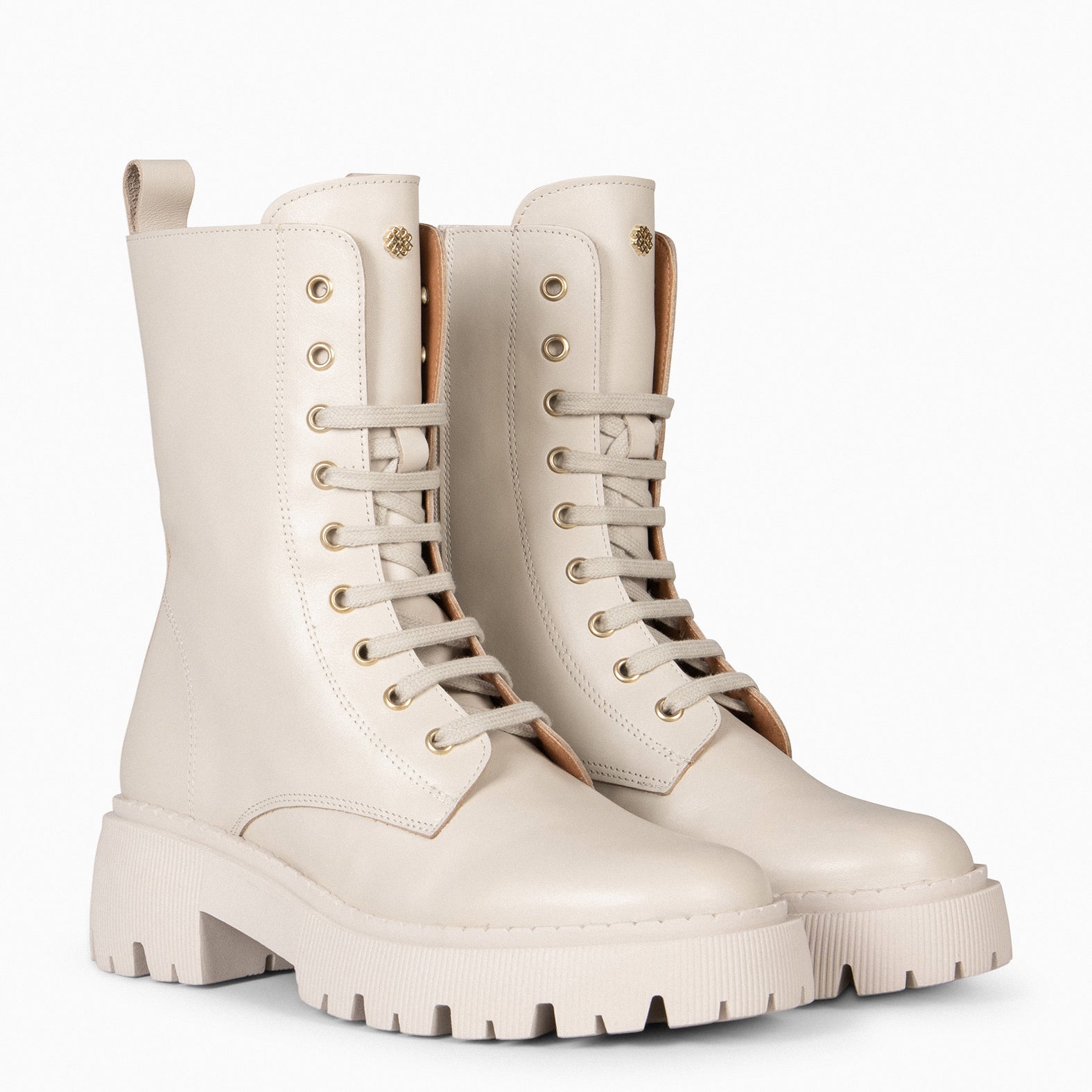 HALEN - Botas militares plataforma track BEIGE