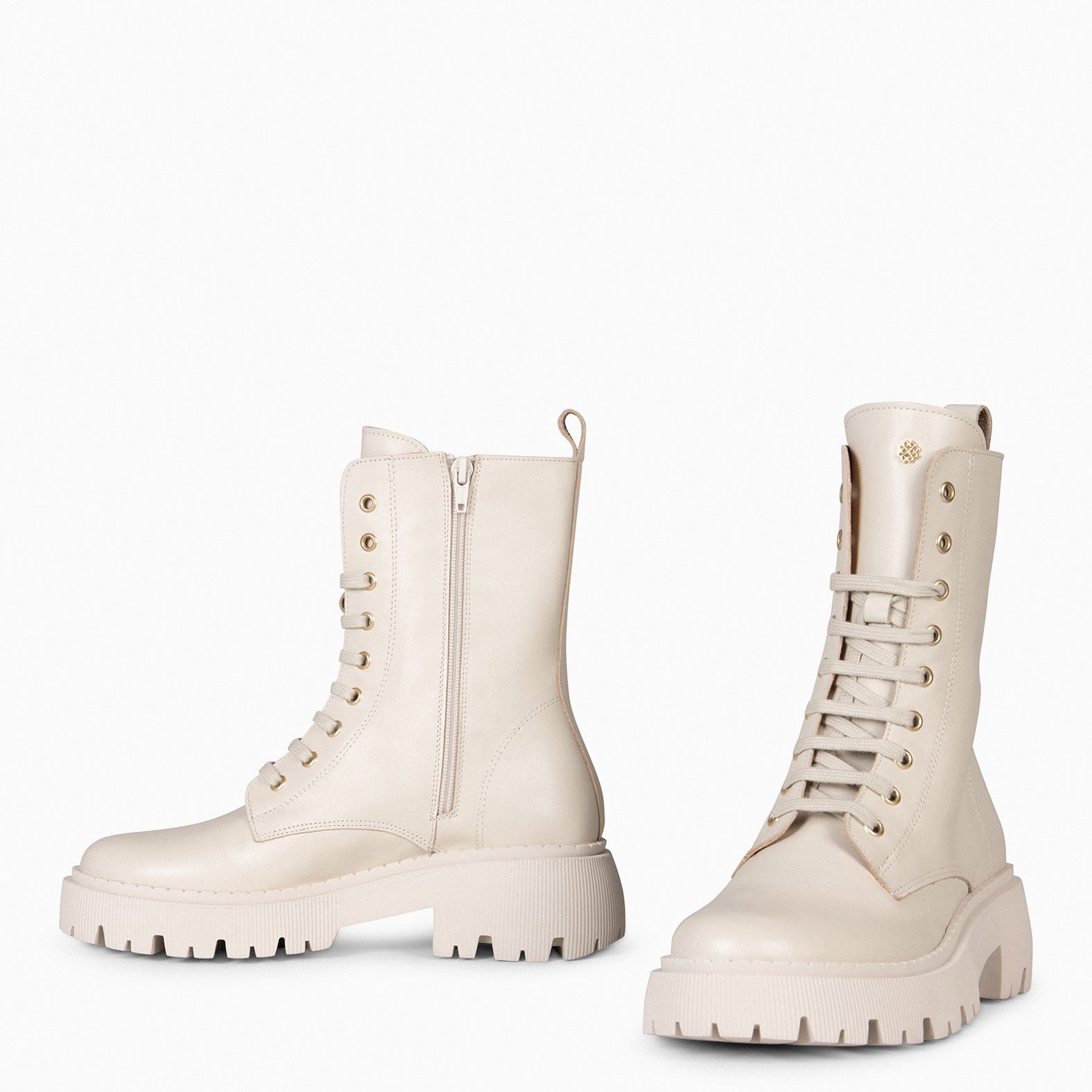 HALEN - Botas militares plataforma track BEIGE