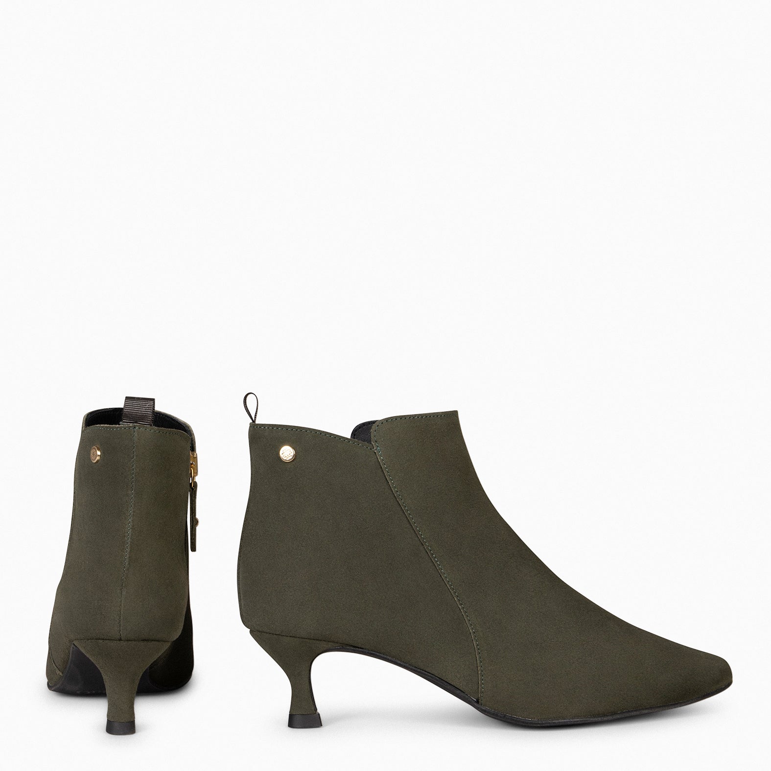 ROYAL SUEDE – GREEN Low heel booties 