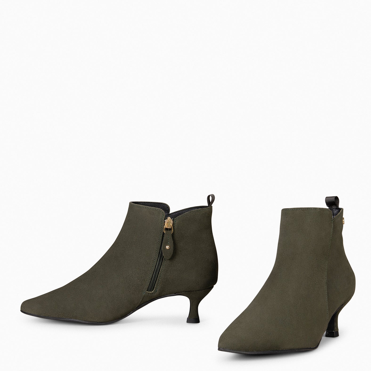 ROYAL SUEDE – GREEN Low heel booties 