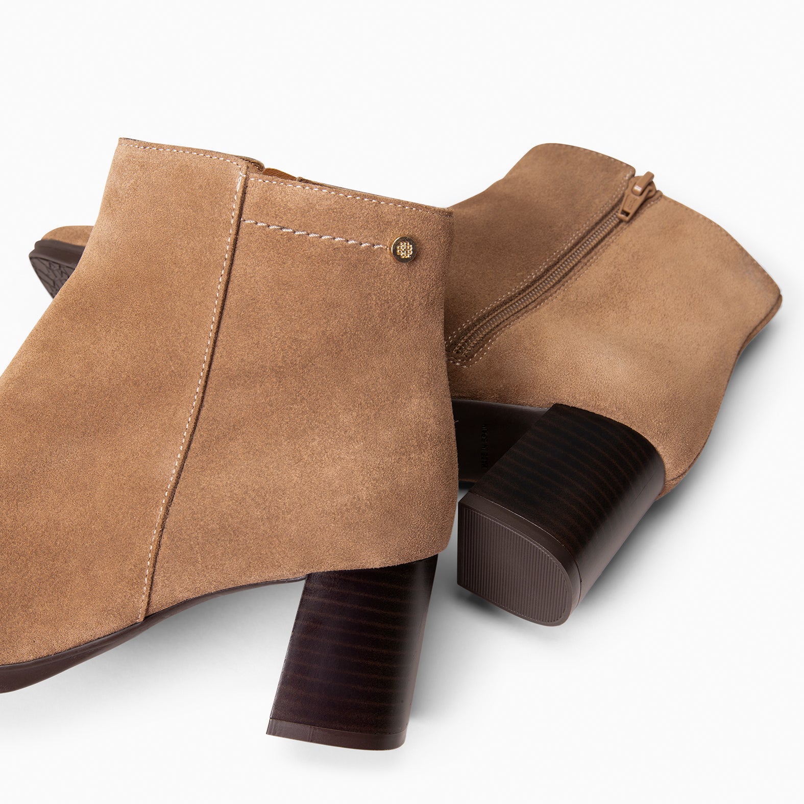 CITY - Botines de tacón ancho y punta fina TAUPE