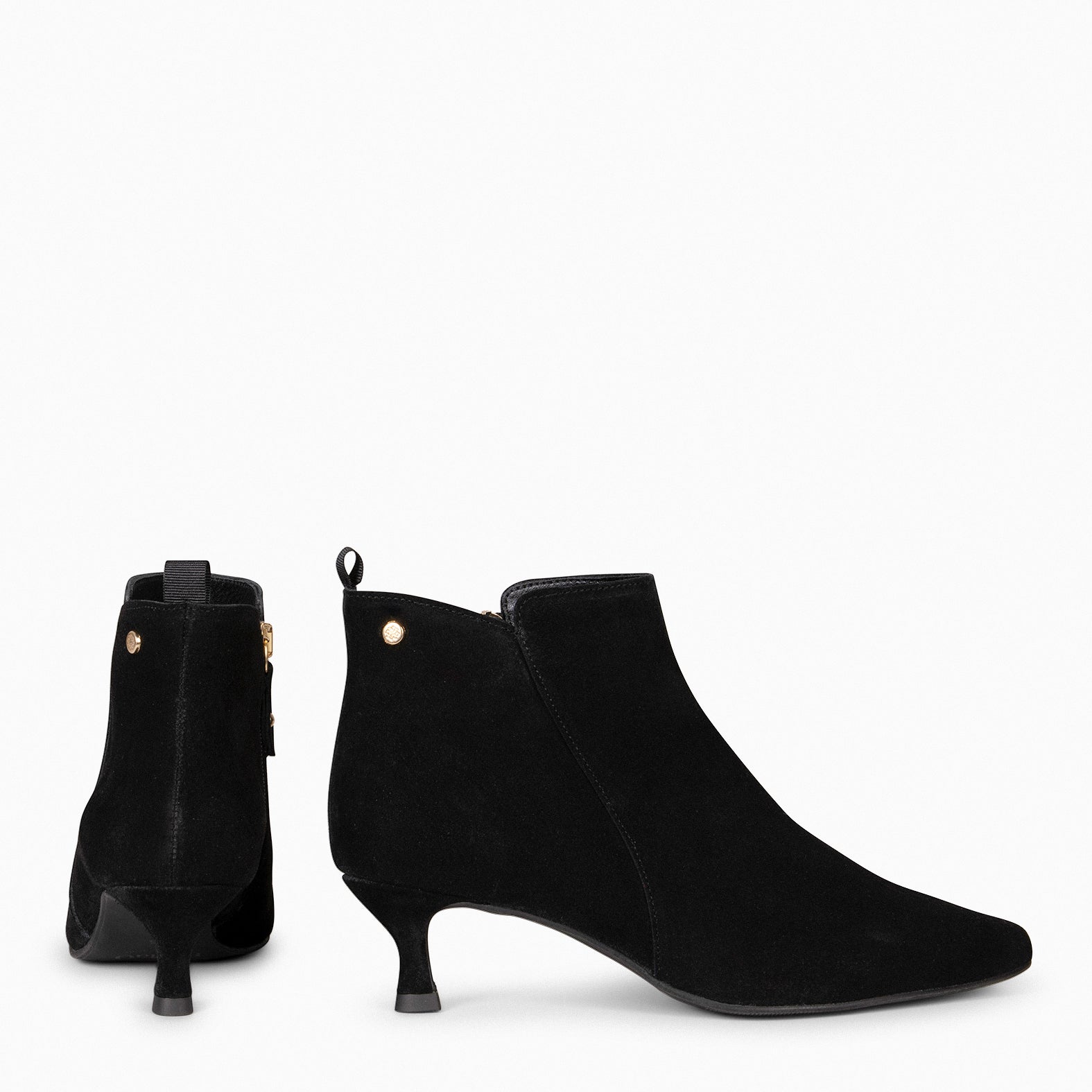 ROYAL SUEDE – BLACK Low heel booties 