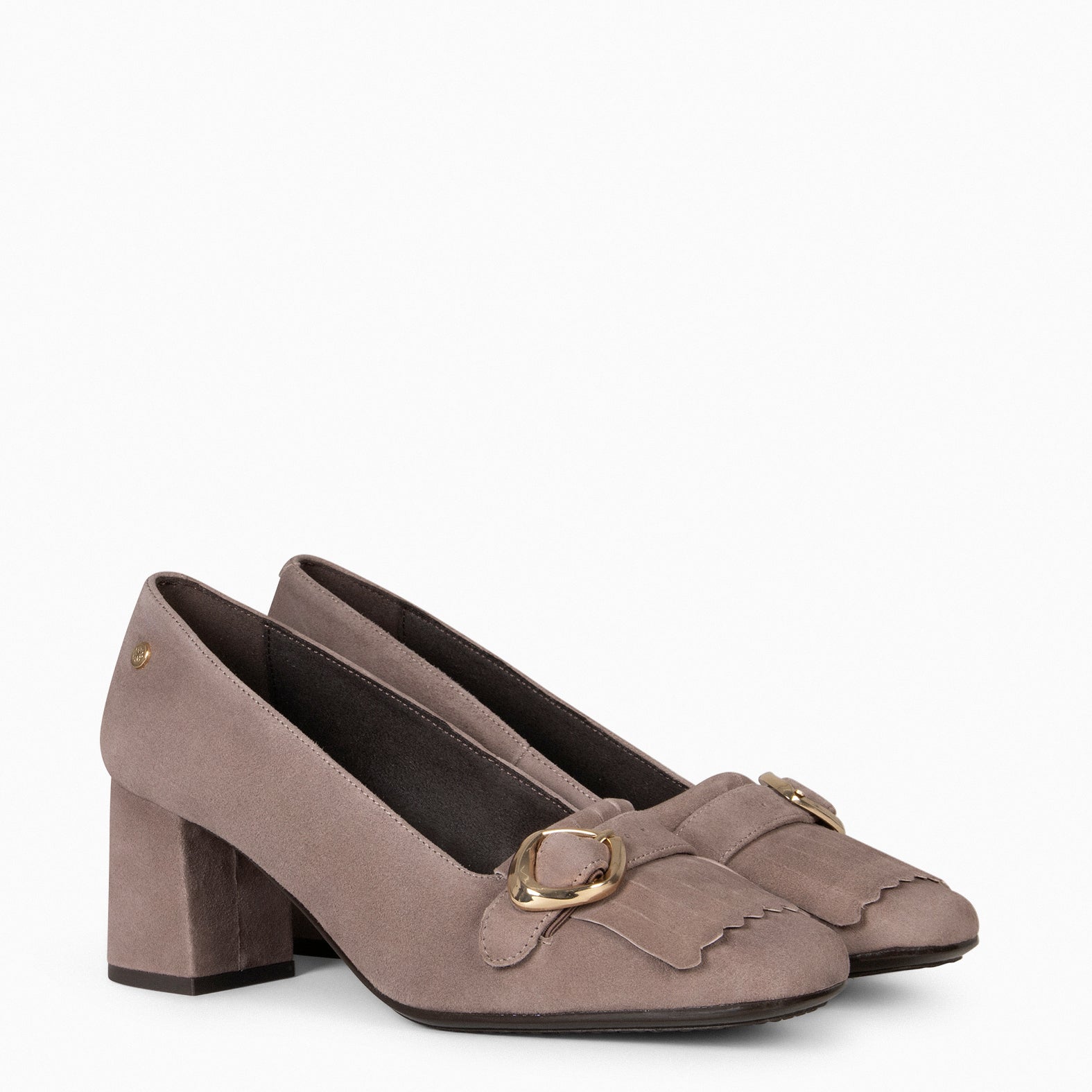 SISSI – TAUPE BLOCK HEEL MOCCASINS