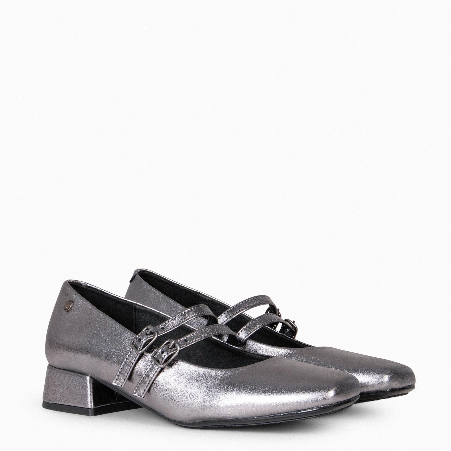 AURA – SILVER Block Heel Mary-Jane