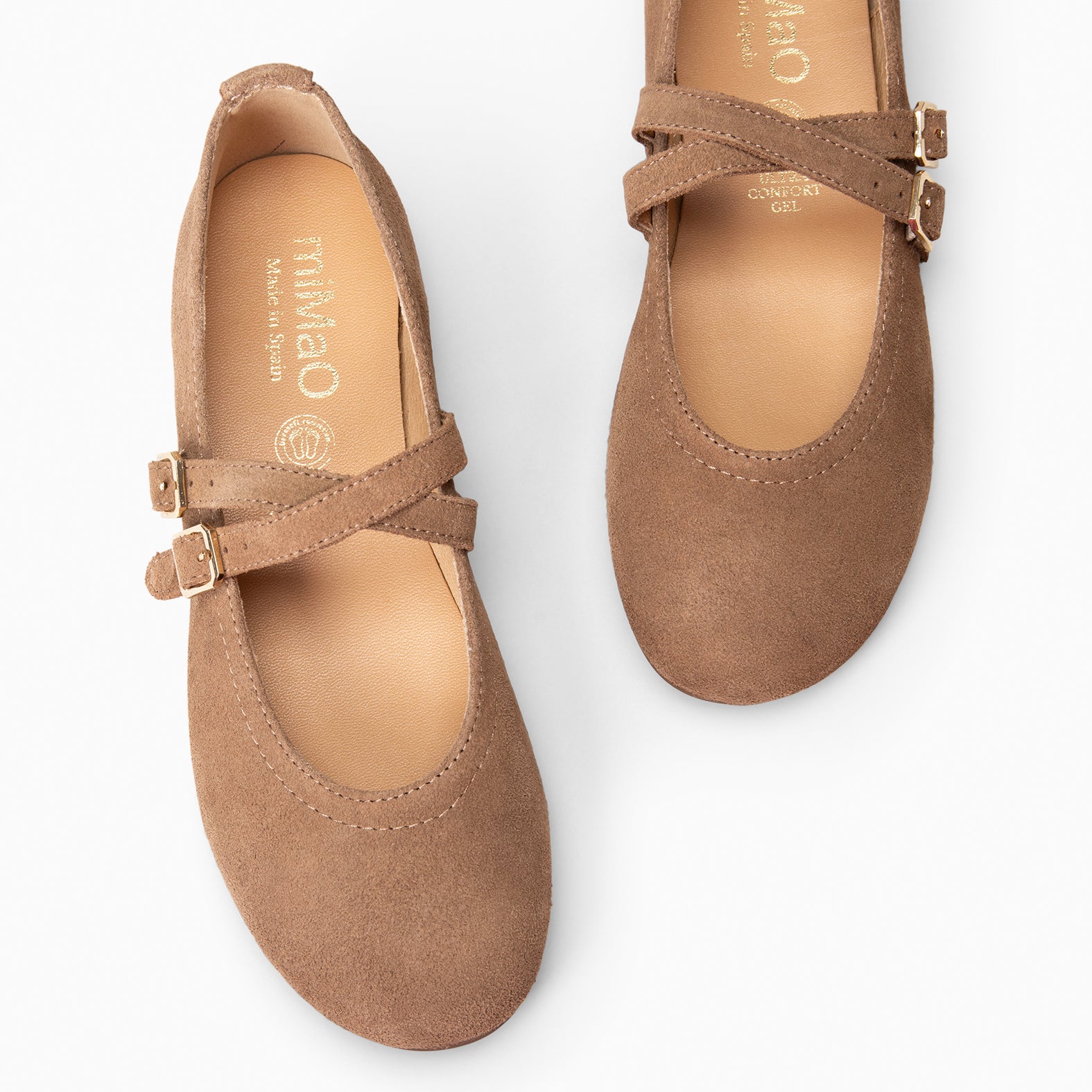 AMAPOLA - Mary Jane à lanières croisées en daim TAUPE