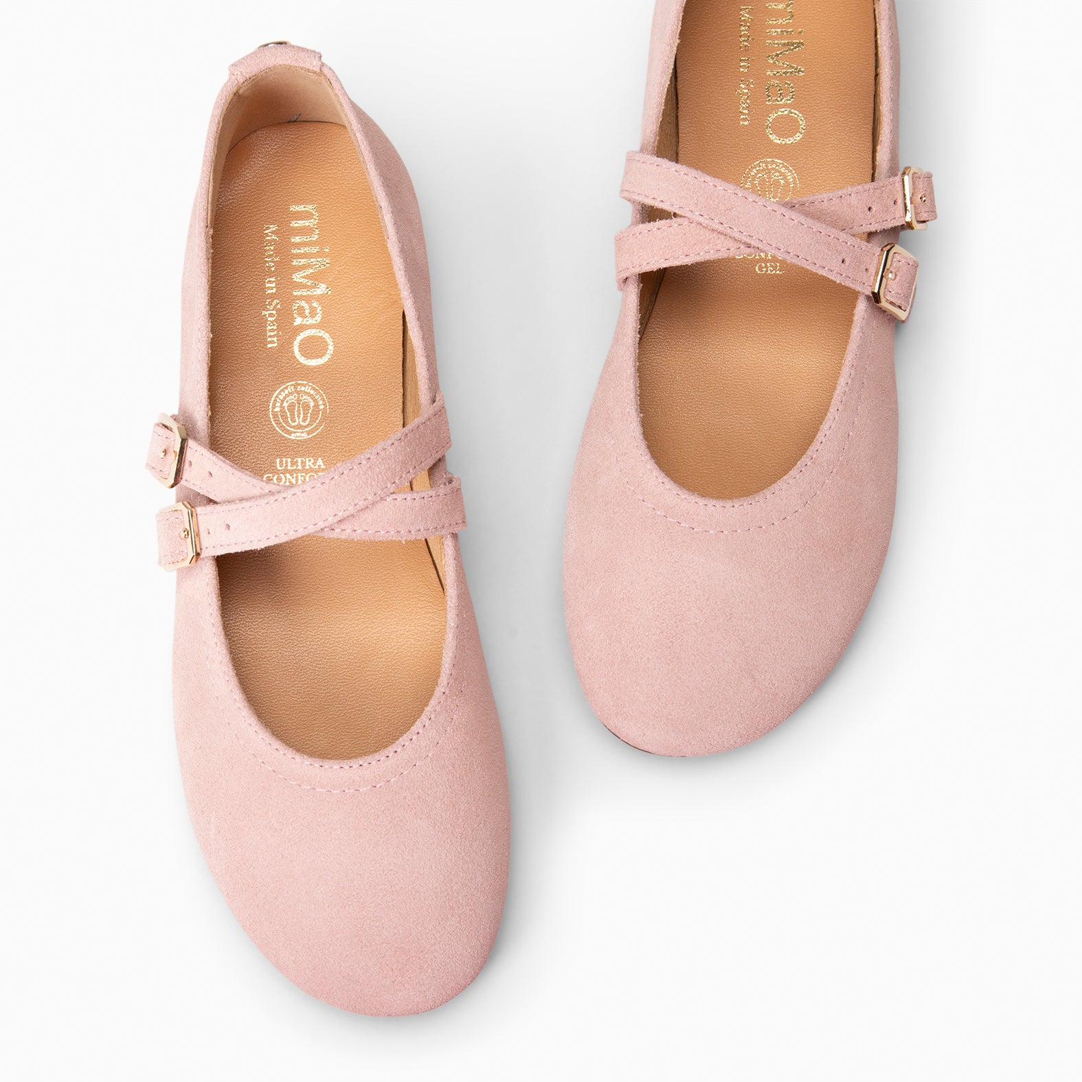 AMAPOLA - Mary Jane à lanières croisées en daim NUDE