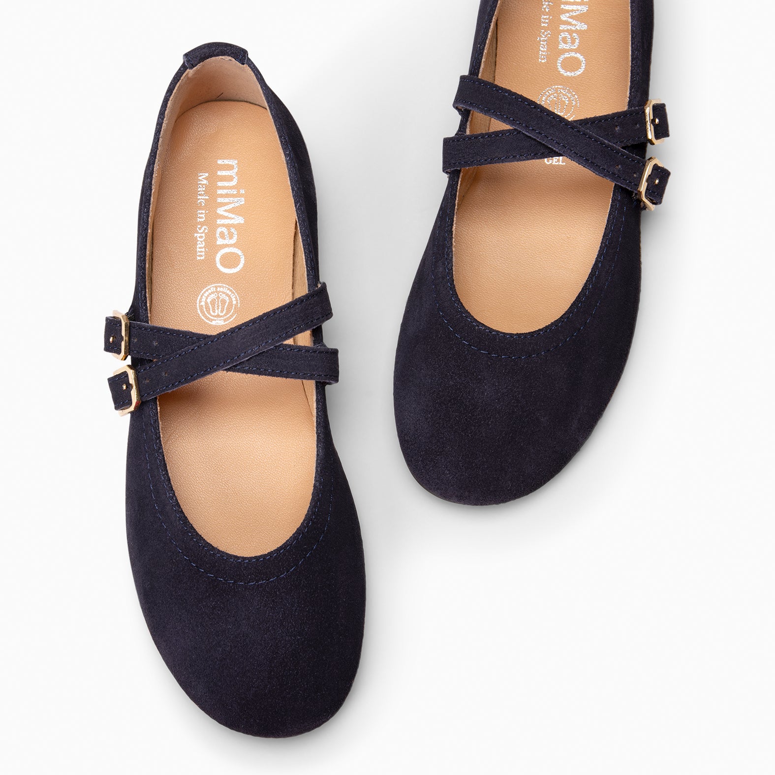 AMAPOLA - Mary Jane à lanières croisées en daim BLEU MARINE