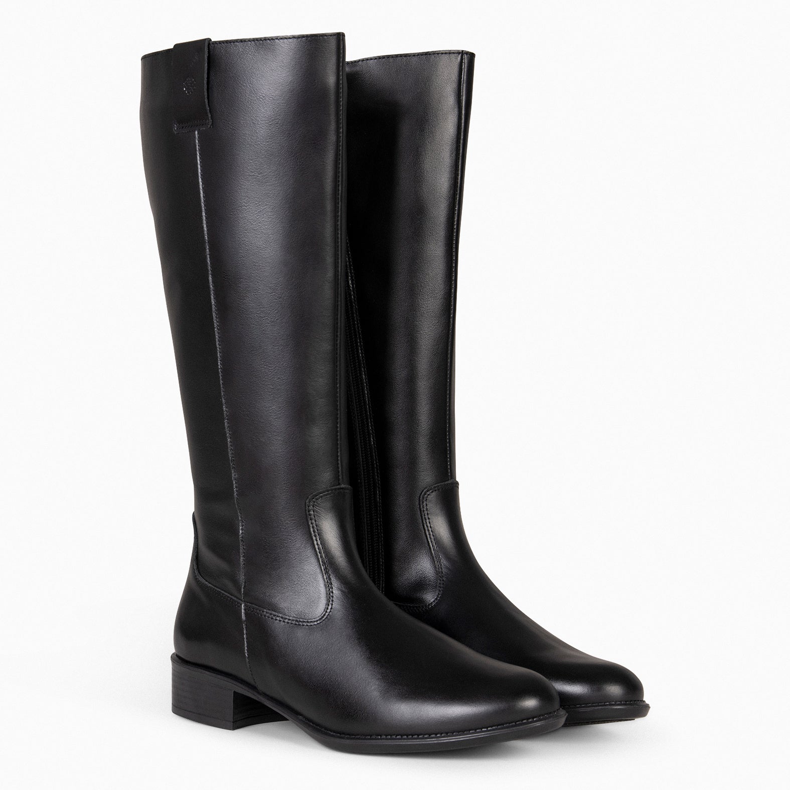 TEXAS – BLACK nappa leather low heel boots