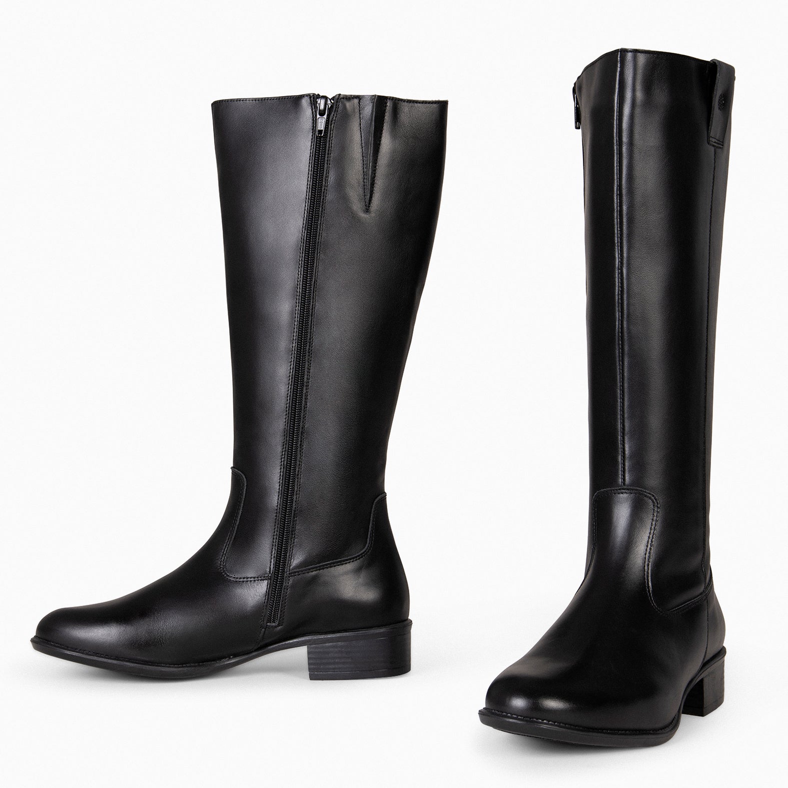 TEXAS – BLACK nappa leather low heel boots