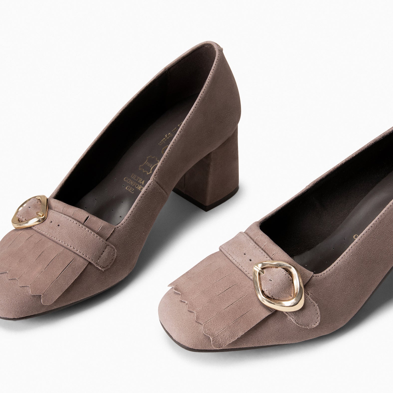 SISSI – Mocassins à talon en daim TAUPE