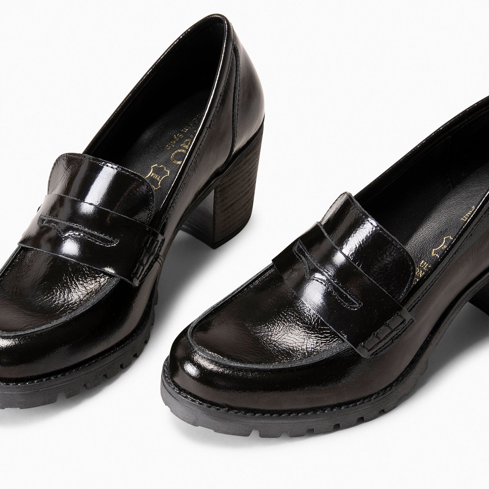 TREND S - Mocassin à talon en cuir vernis NOIR