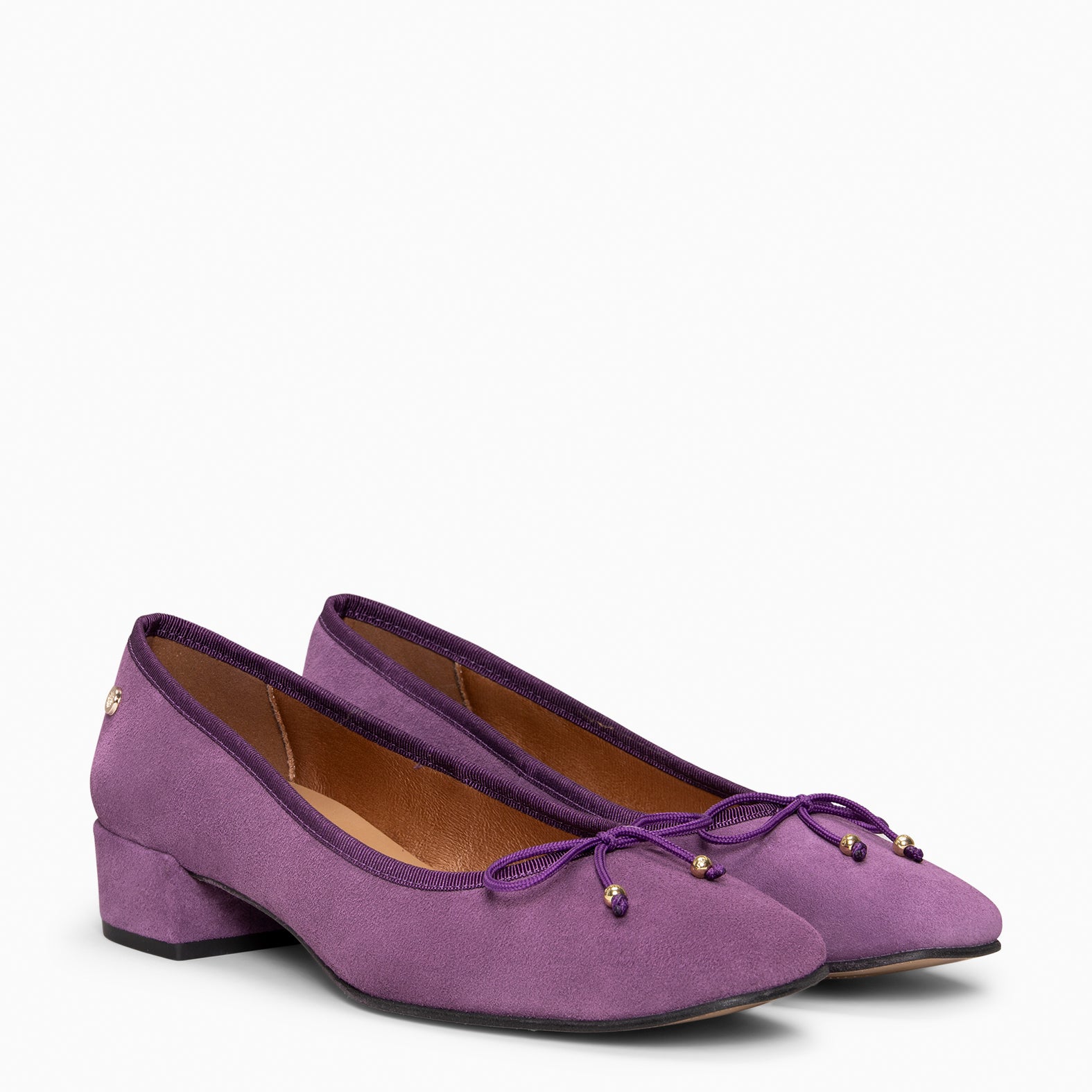 NINA – PURPLE Ballerina low heel in suede leather