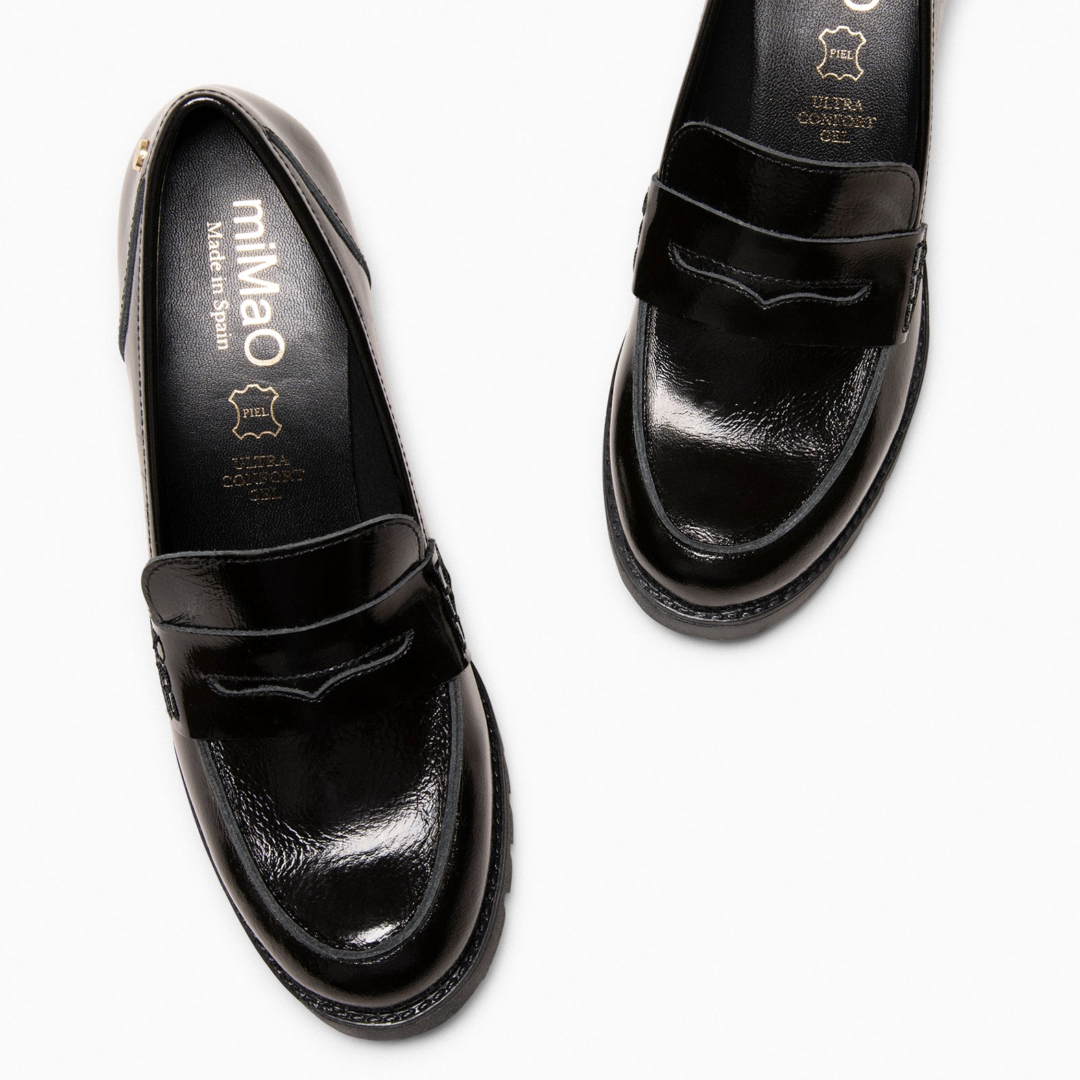 TREND S - Mocassin à talon en cuir vernis NOIR