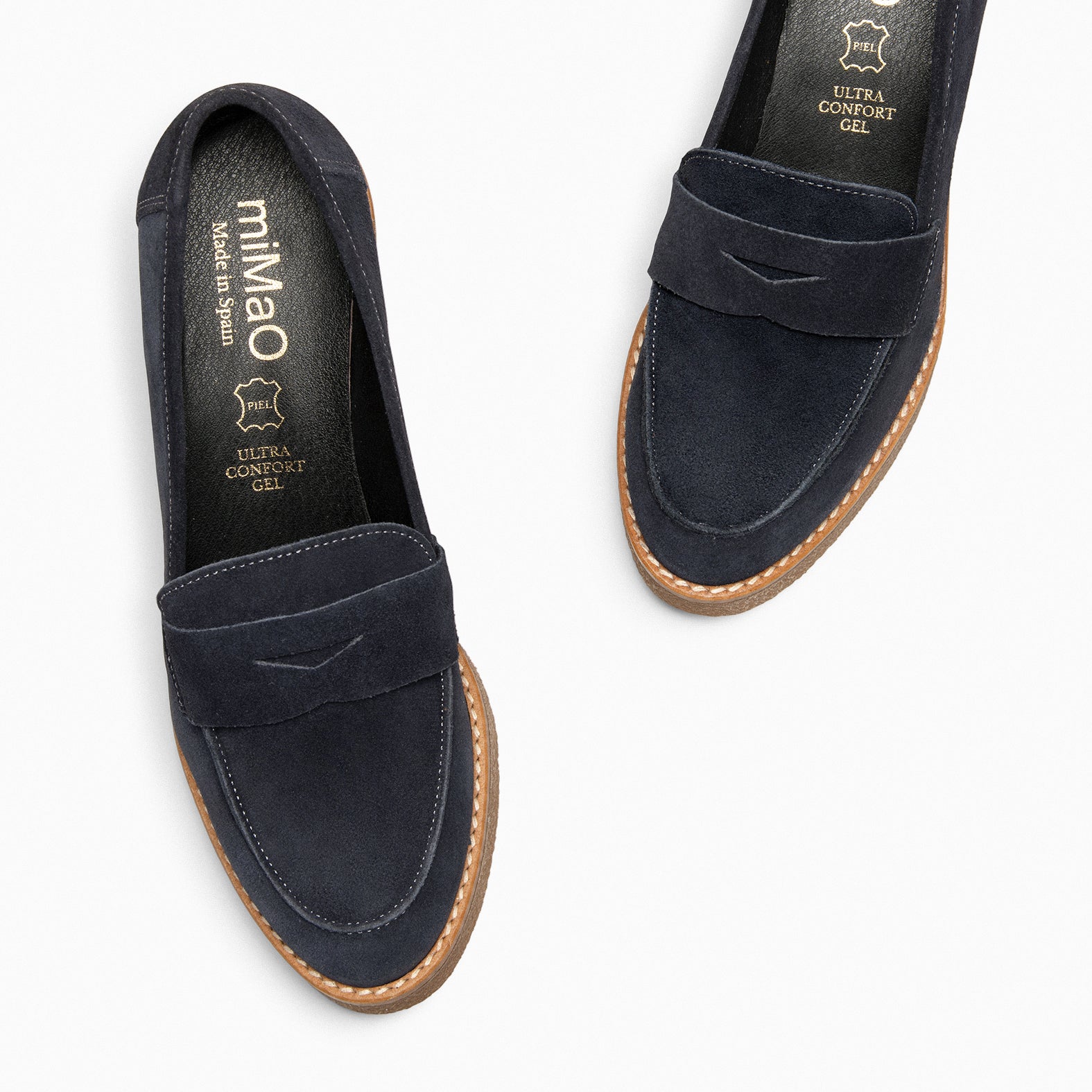 MOKKA – NAVY Mid Heel Moccasins