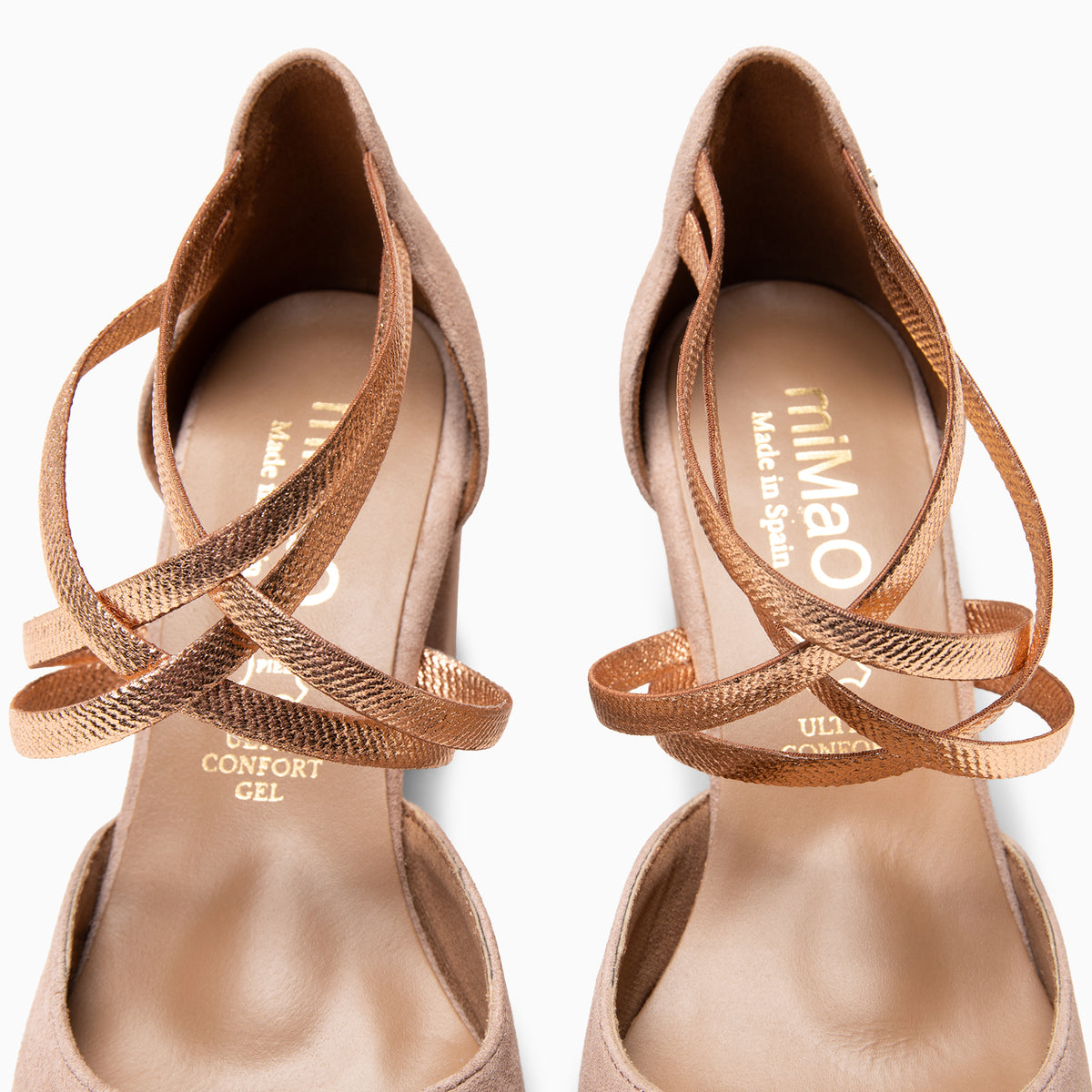 CINDY - Zapatos de tacón con tiras elásticas cruzadas NUDE METAL
