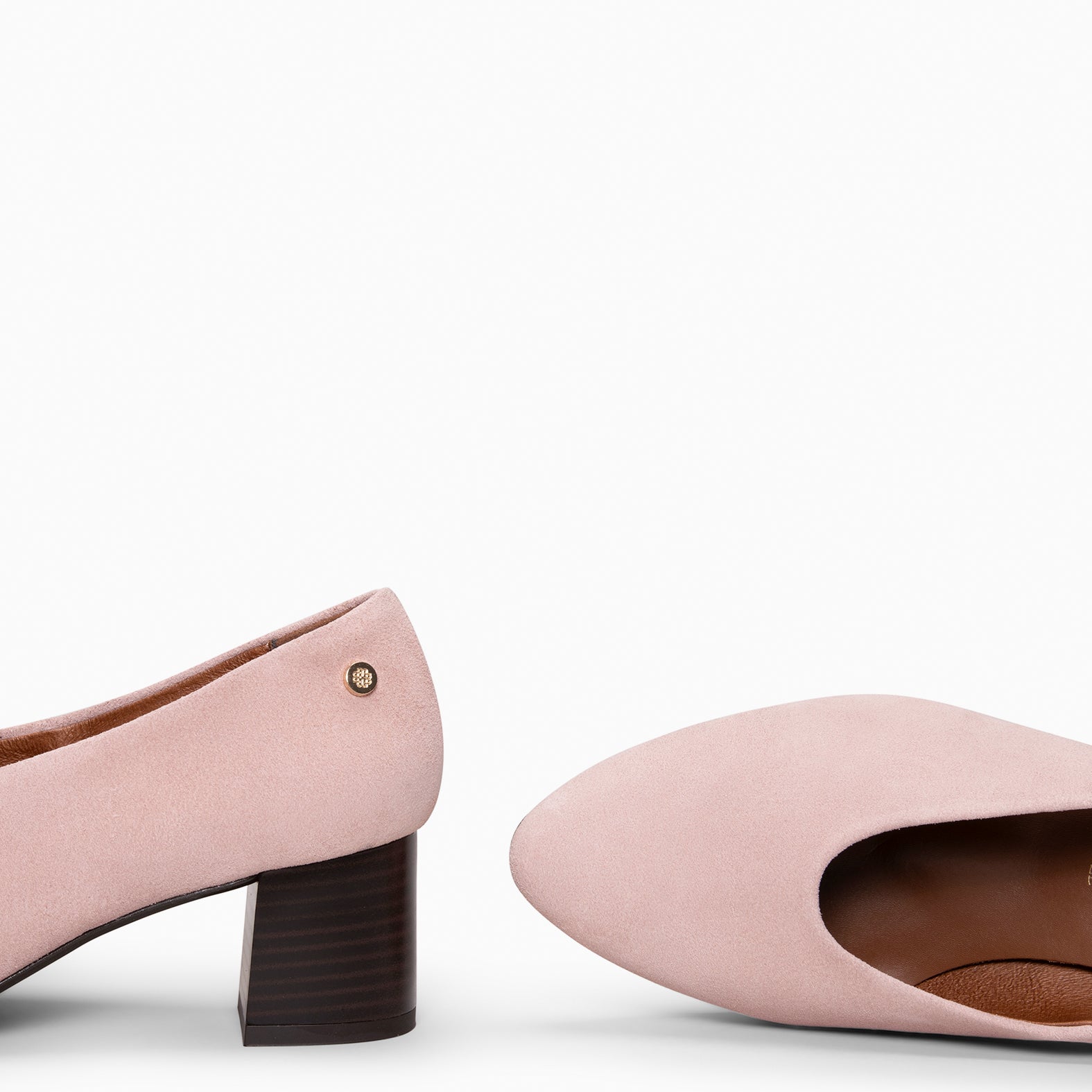 URBAN STYLE - LIGHT PINK wide heel leather shoe