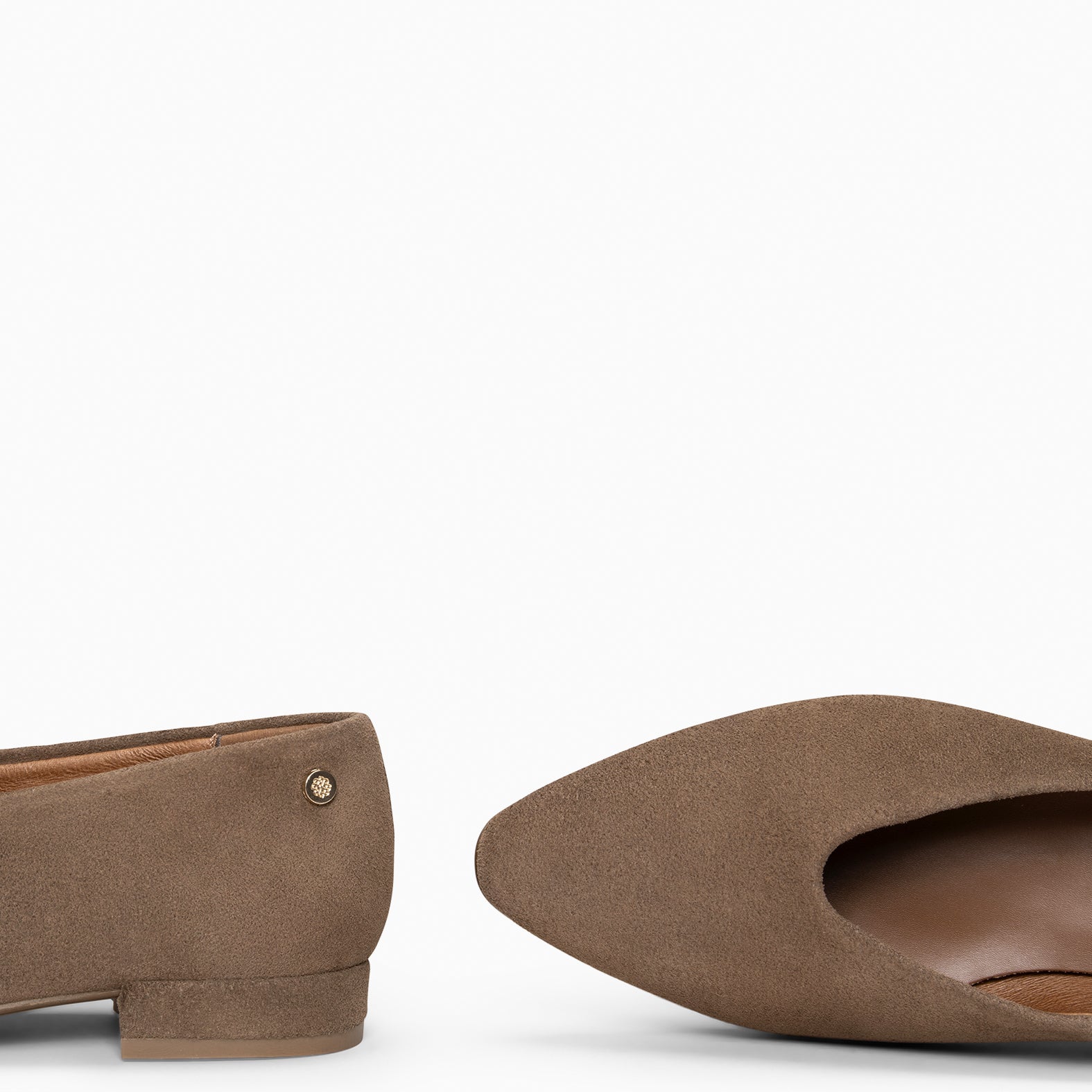 URBAN LACY - Bailarina con tacón bajo en piel de serraje TAUPE