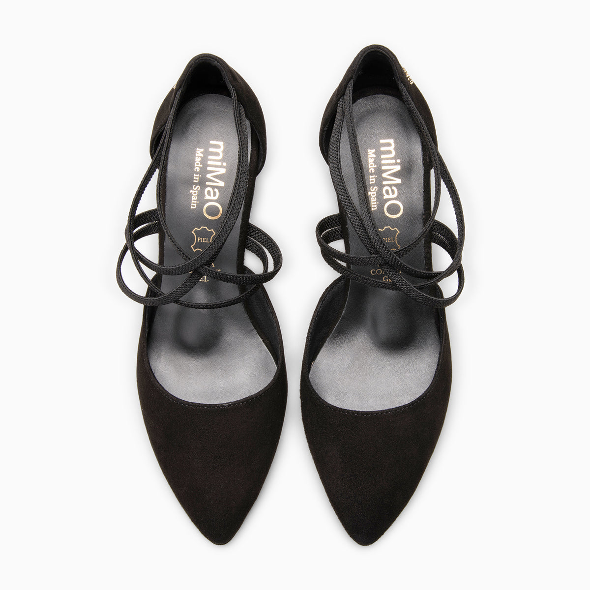 CINDY - BLACK Heeled shoes with crossed elastic straps