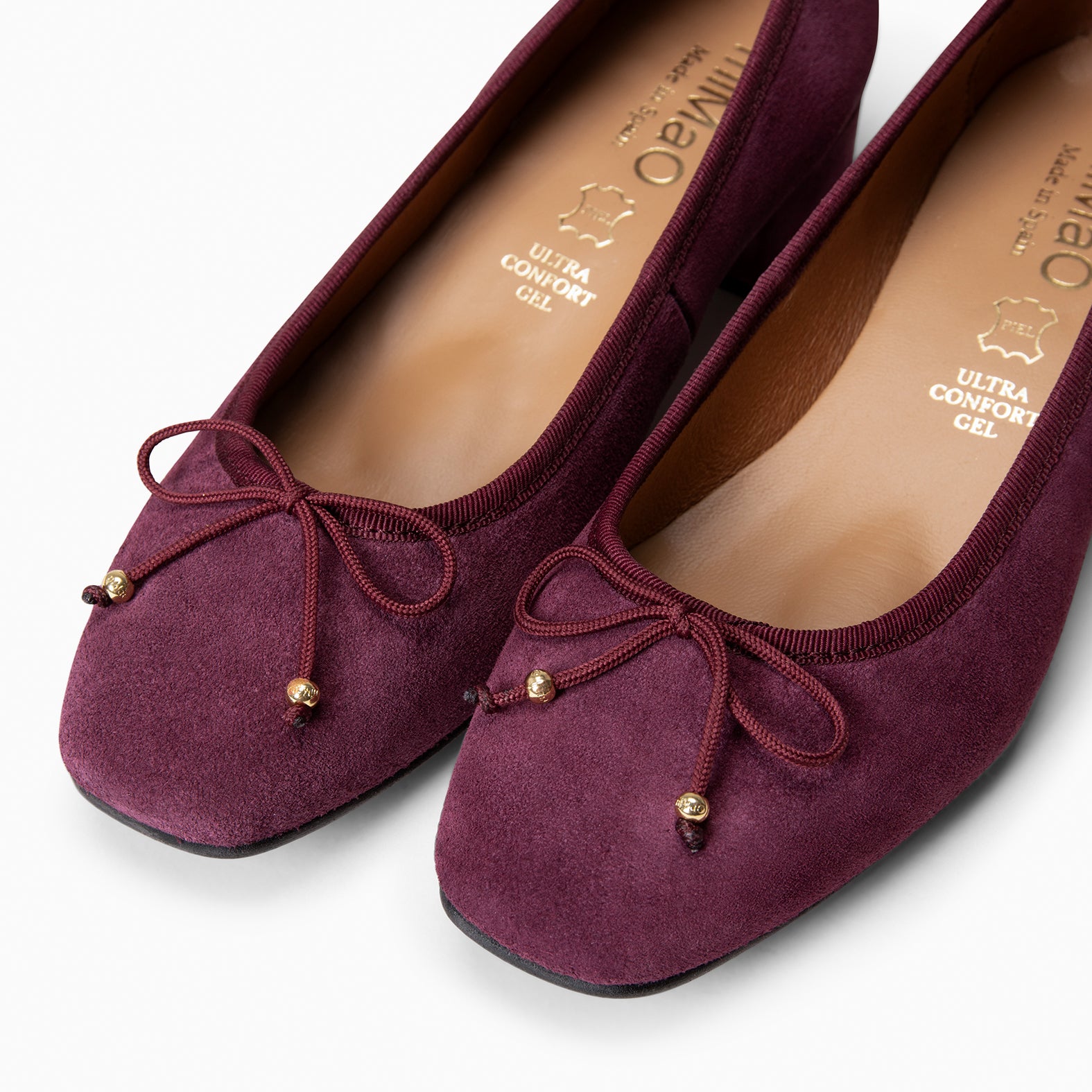 NINA – BURGUNDY Ballerina low heel in suede leather