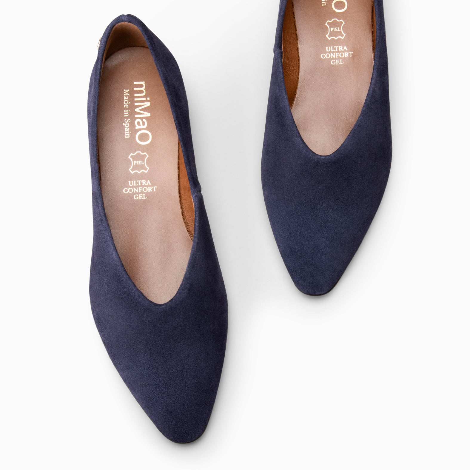 URBAN LACY - Bailarina con tacón bajo en piel de serraje MARINO