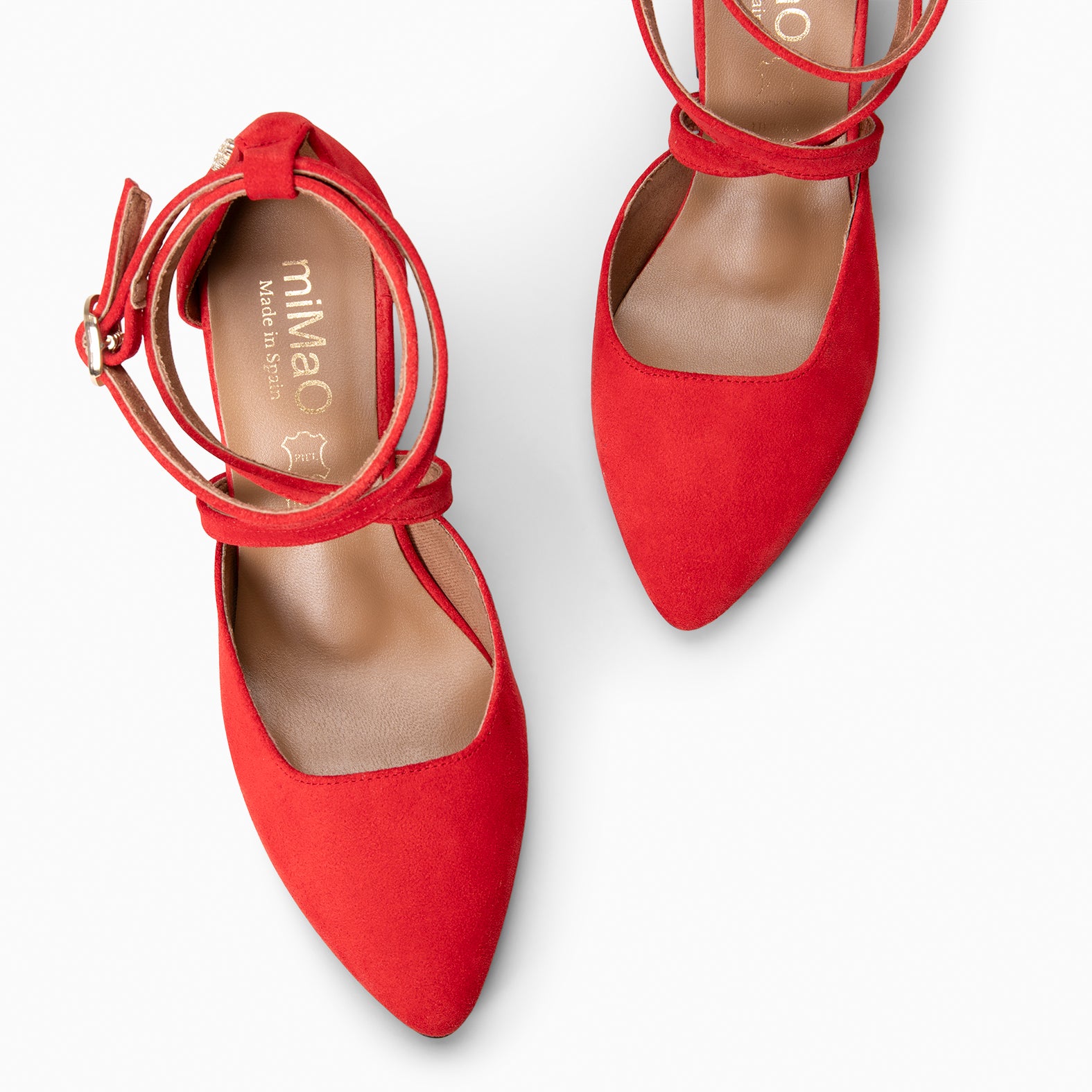 ARIEL - Escarpins à talon carré et lanières croisées ROUGE