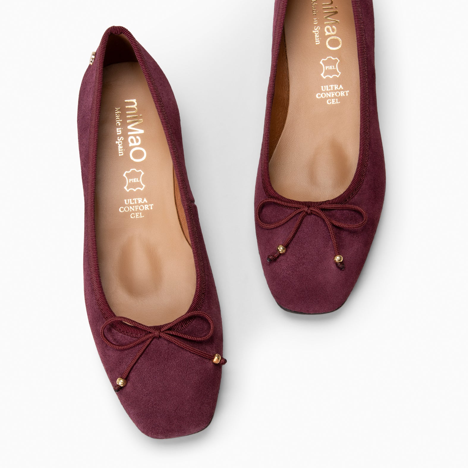 NINA – BURGUNDY Ballerina low heel in suede leather